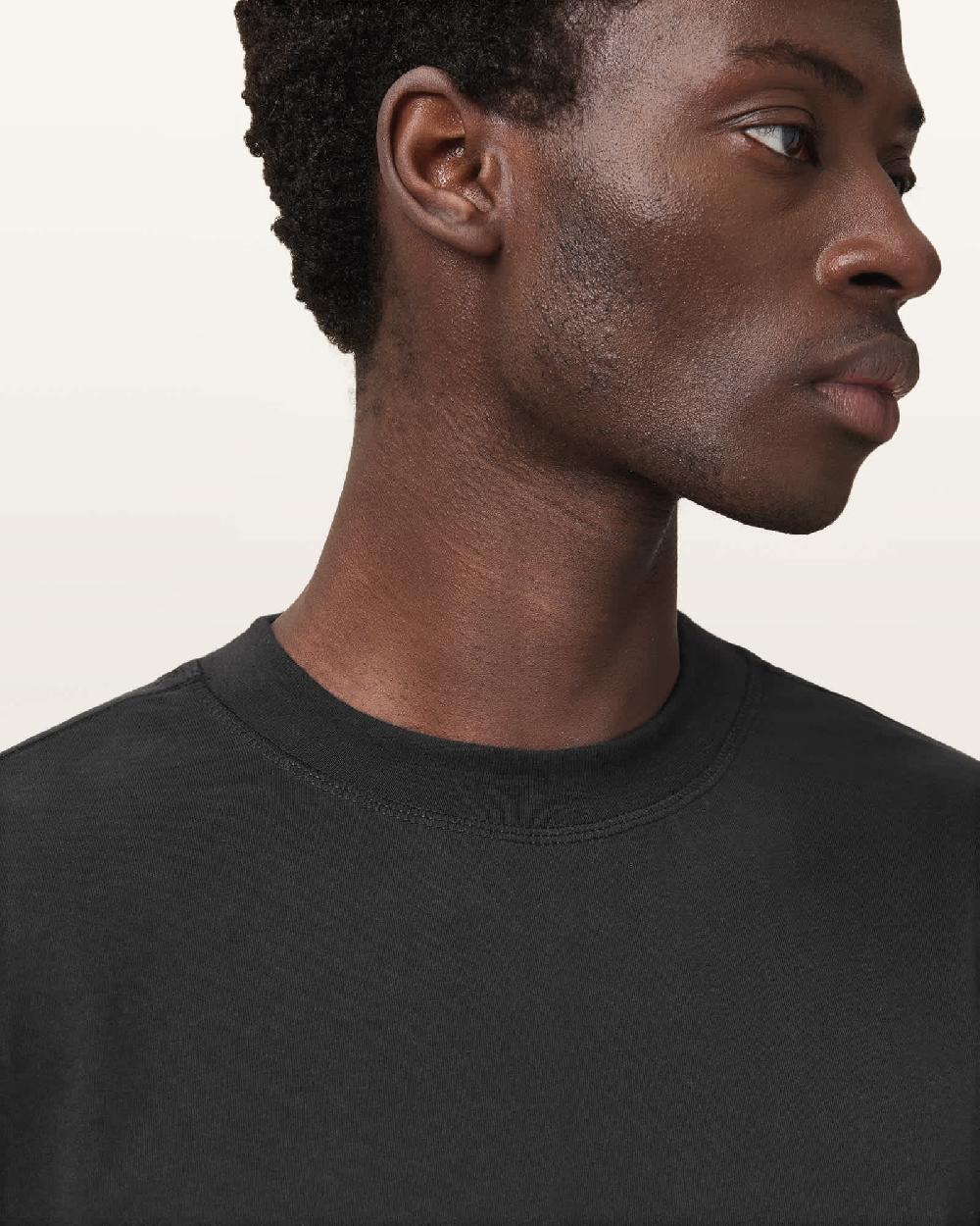 All Saints Finn Long Sleeve Crew Neck Oversized T-Shirt Jet Black