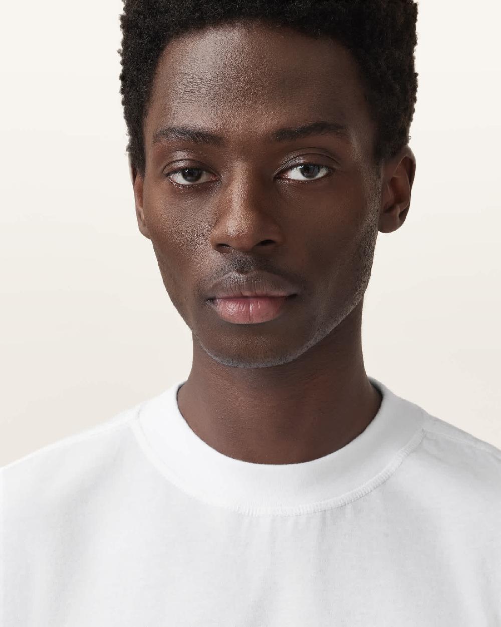 All Saints Finn Long Sleeve Crew Neck Oversized T-Shirt Optic White