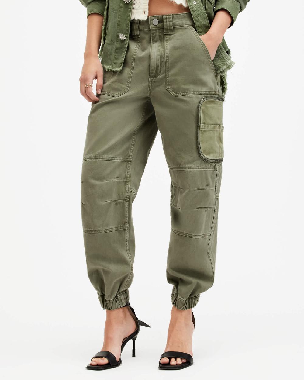 All Saints Florence Cargo Jogger Pants Washed Khaki