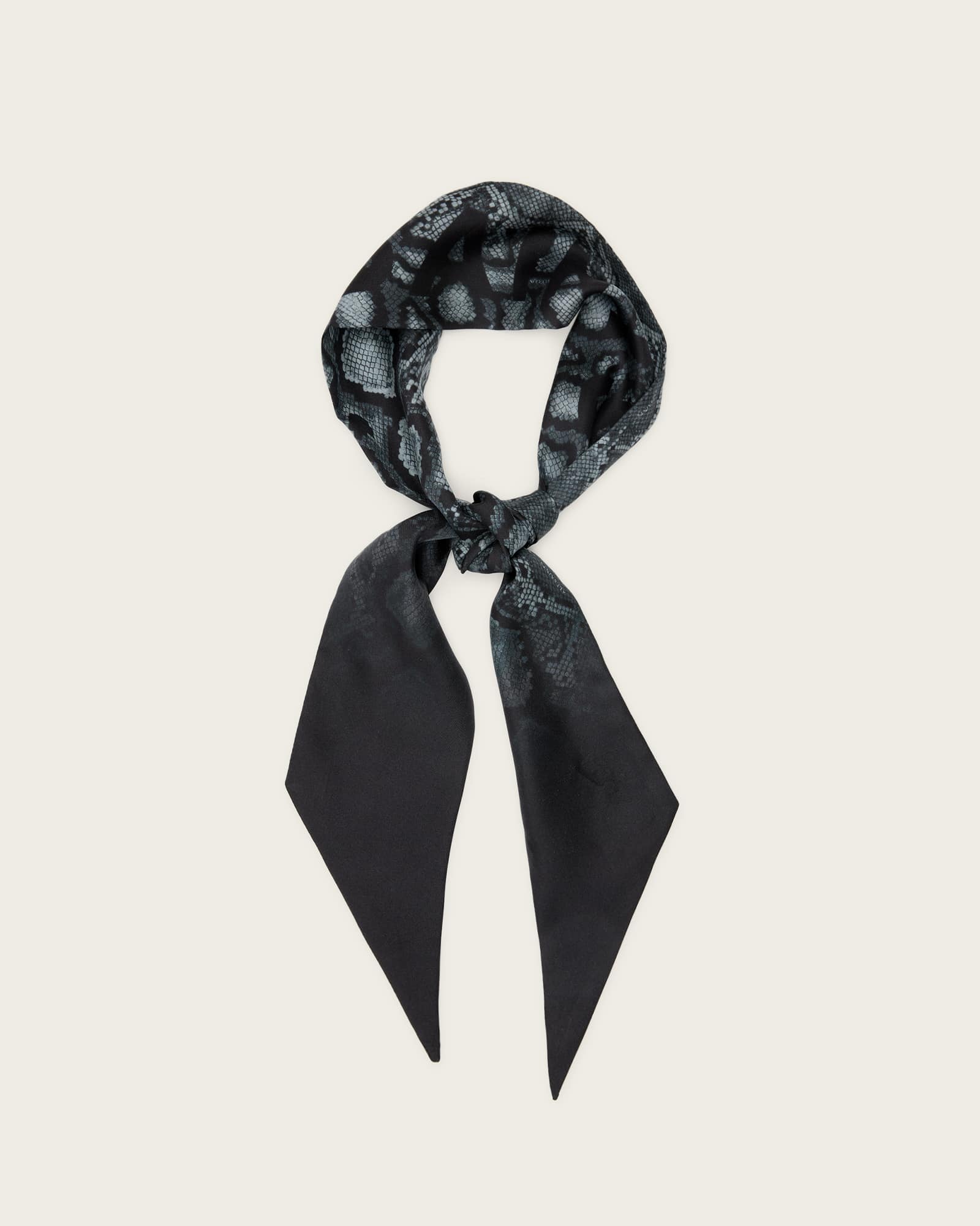 All Saints Flow Snake Print Logo Headscarf Slate Grey