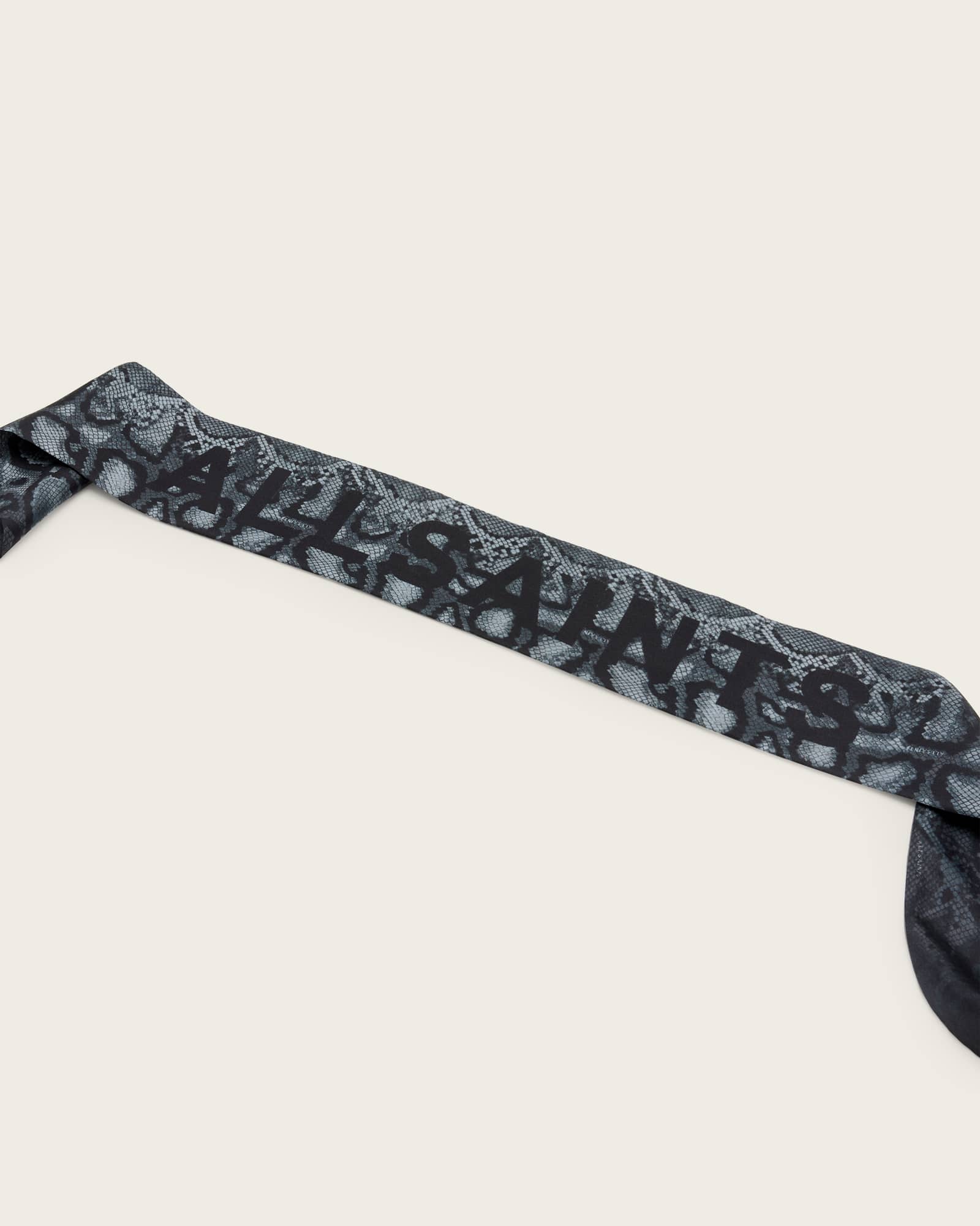 All Saints Flow Snake Print Logo Headscarf Slate Grey