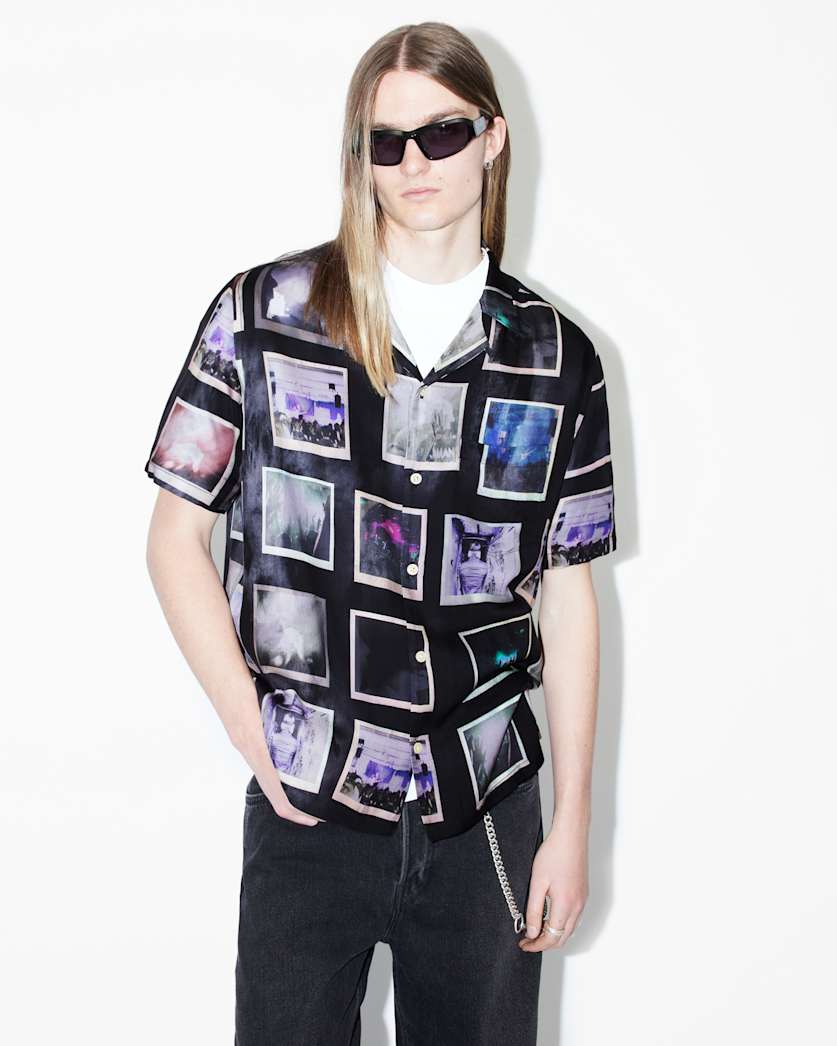 all saints Fotos Printed Relaxed Fit Shirt Jet Black