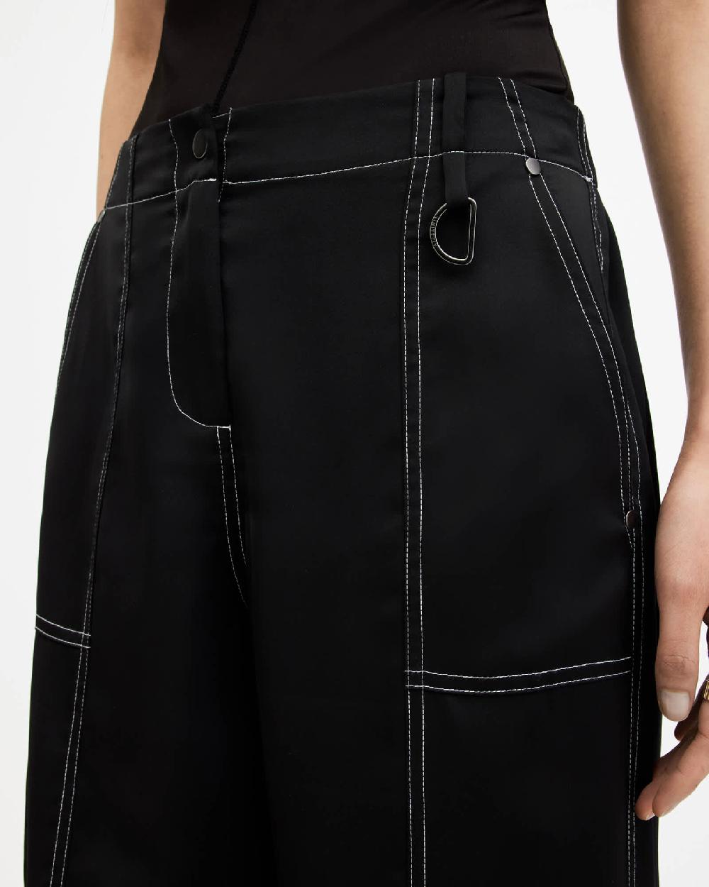 All Saints Fran High Rise Tapered Cargo Pants Black