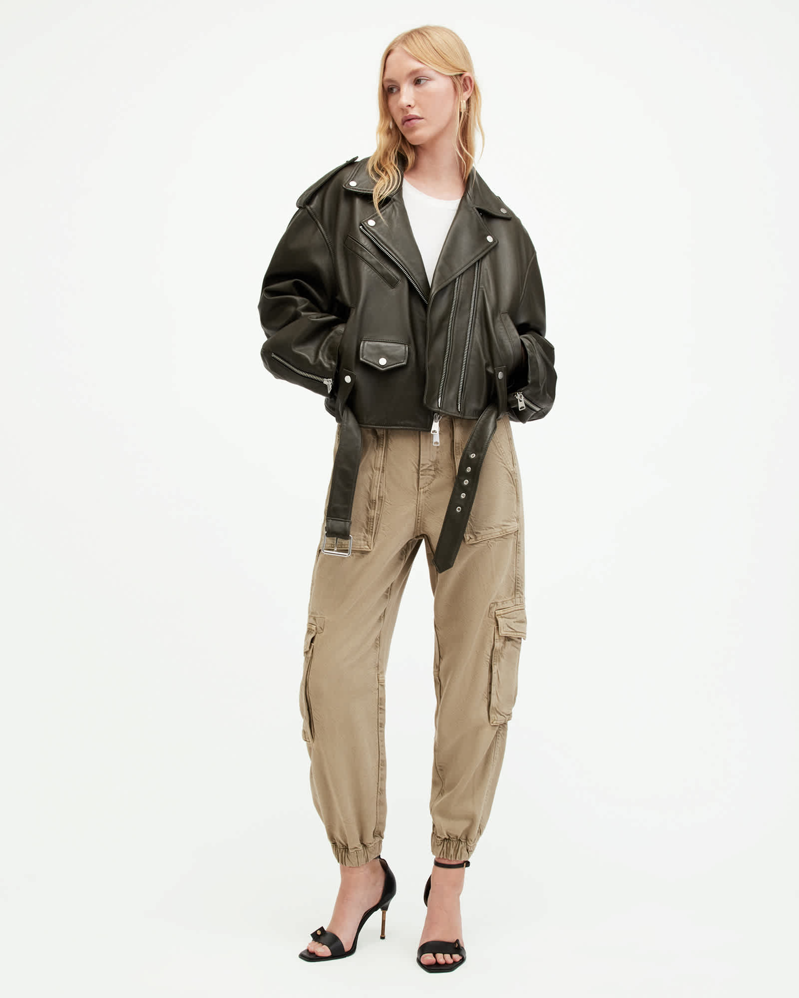 All Saints Freda Lightweight Cargo Pants Washed Olive Green