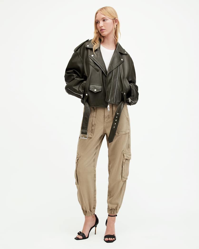 all saints Freda Lightweight Cargo Pants Washed Olive Green