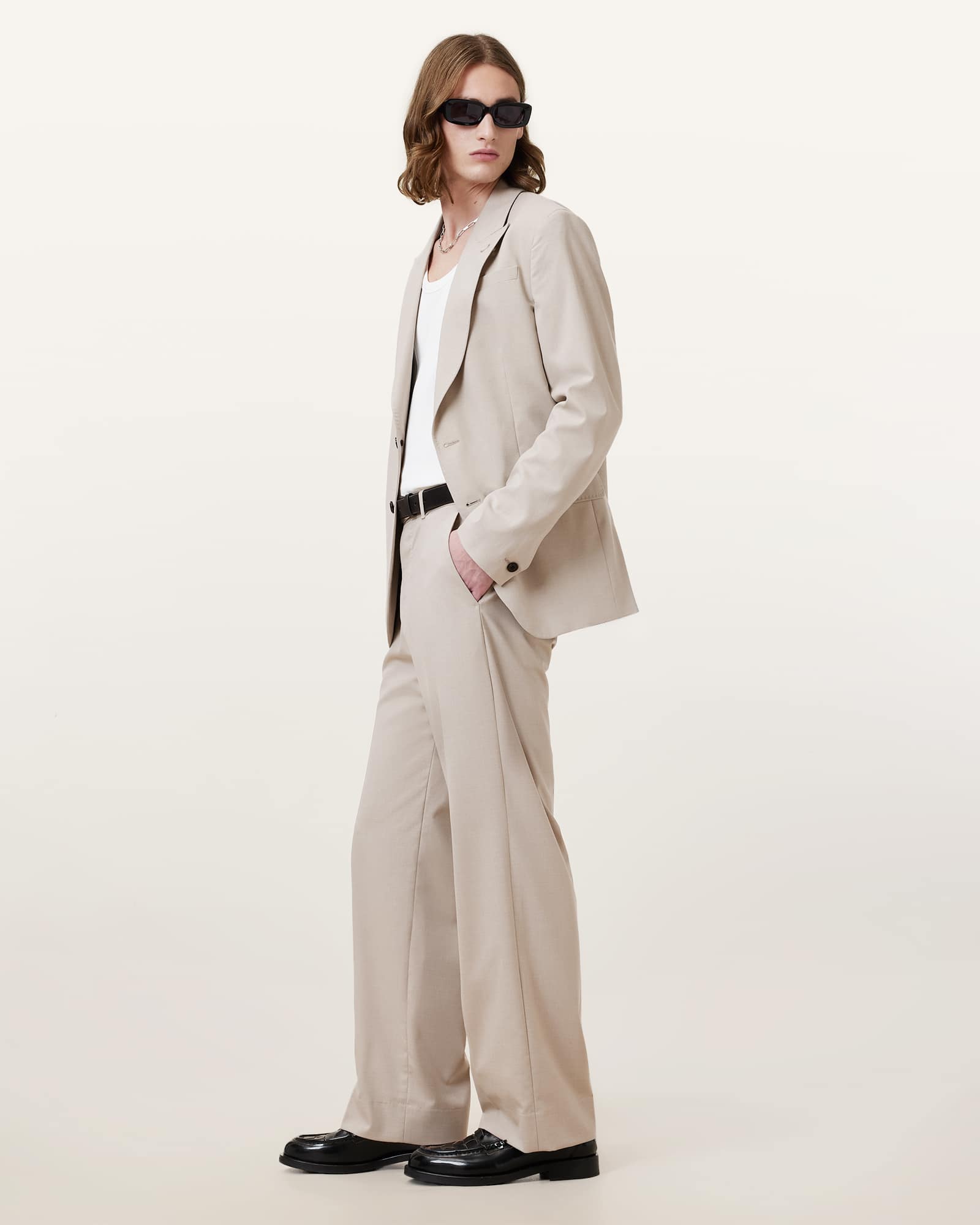 All Saints Gallow Relaxed Fit Tailored Pants Hammock Taupe