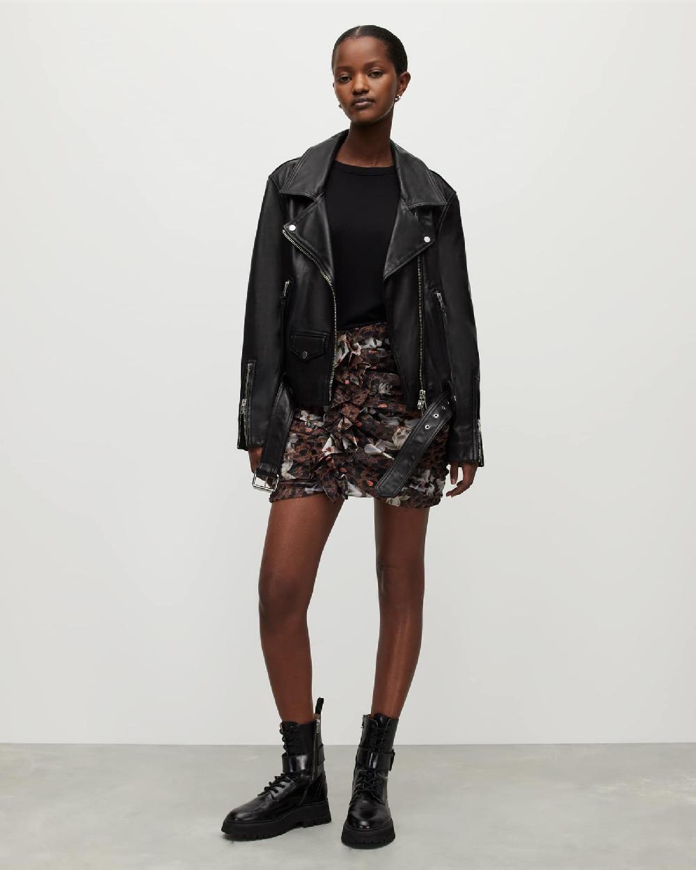 All Saints Giulia Alessandra Mini Skirt Animal Brown