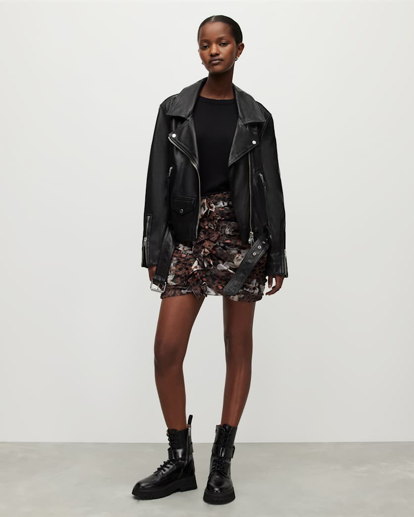 all saints Giulia Alessandra Mini Skirt Animal Brown