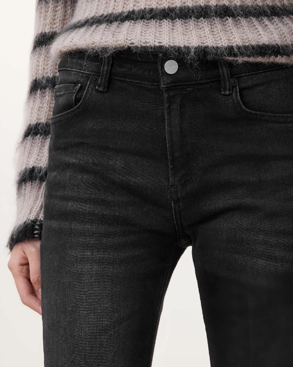 All Saints Haldan Slim Bootcut Denim Jeans Washed Black