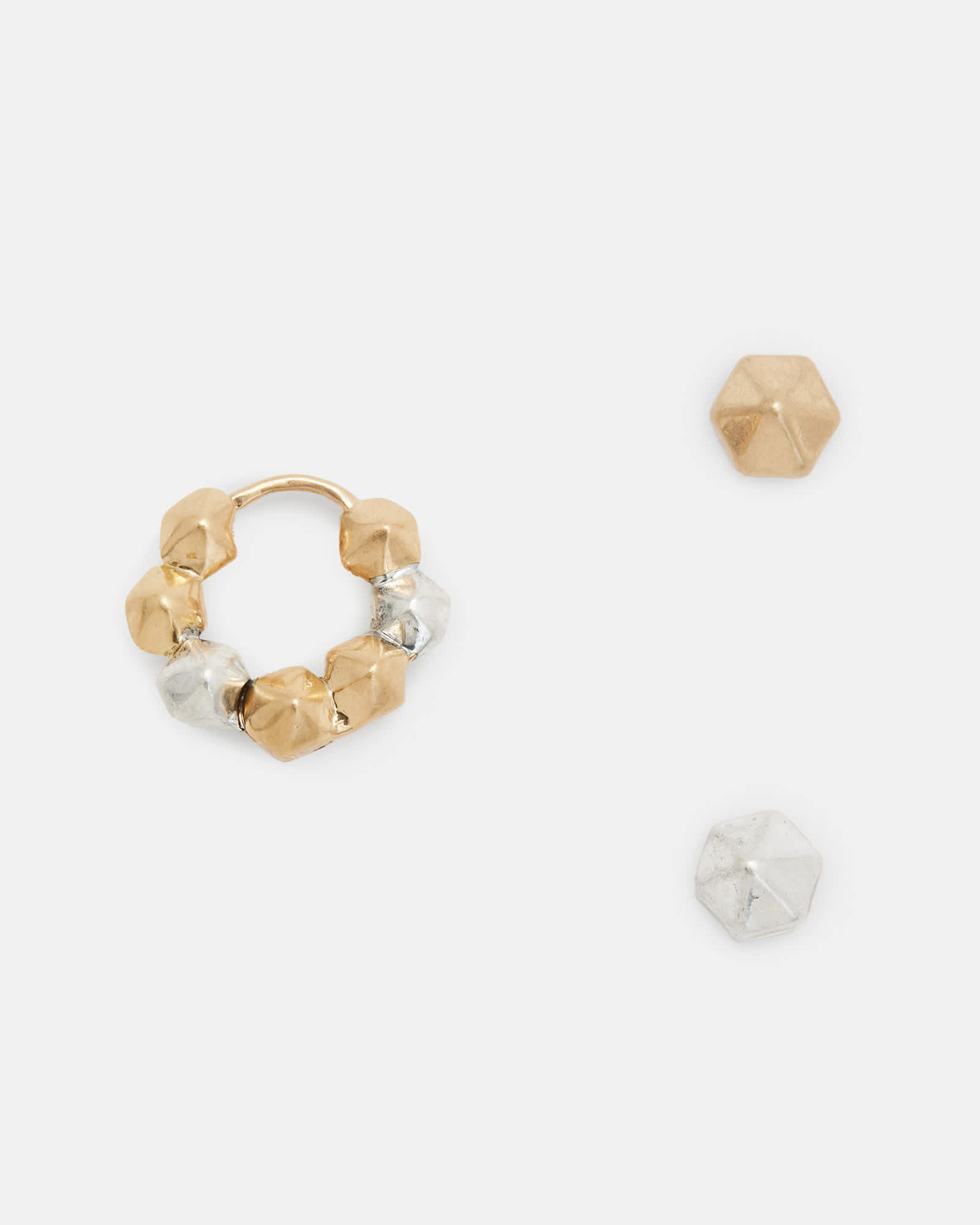 All Saints Hallie Beaded Huggie Earring Set WRM BRAS/WRM SLVER