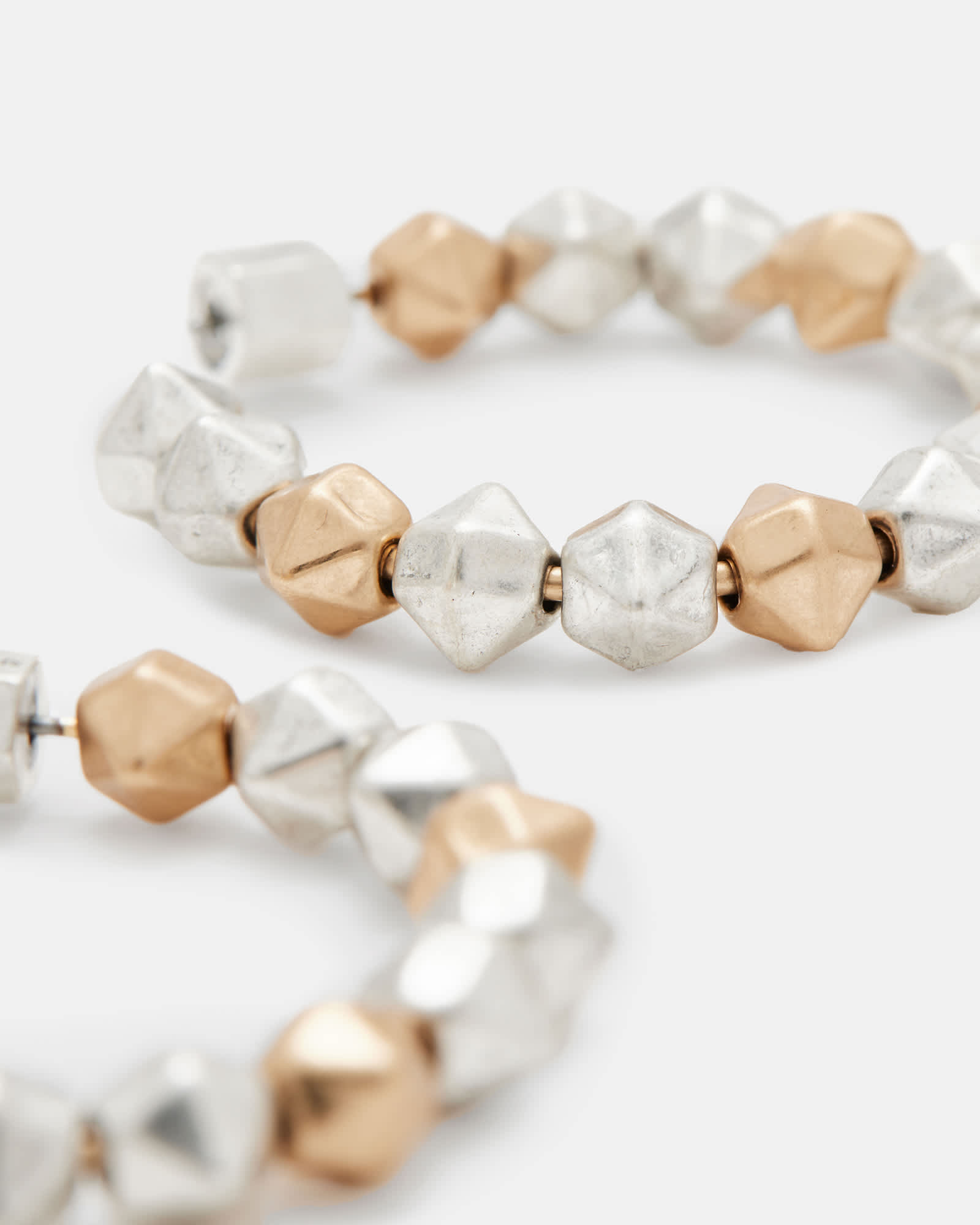 All Saints Hallie Two Tone Beaded Hoop Earrings WRM BRAS/WRM SLVER