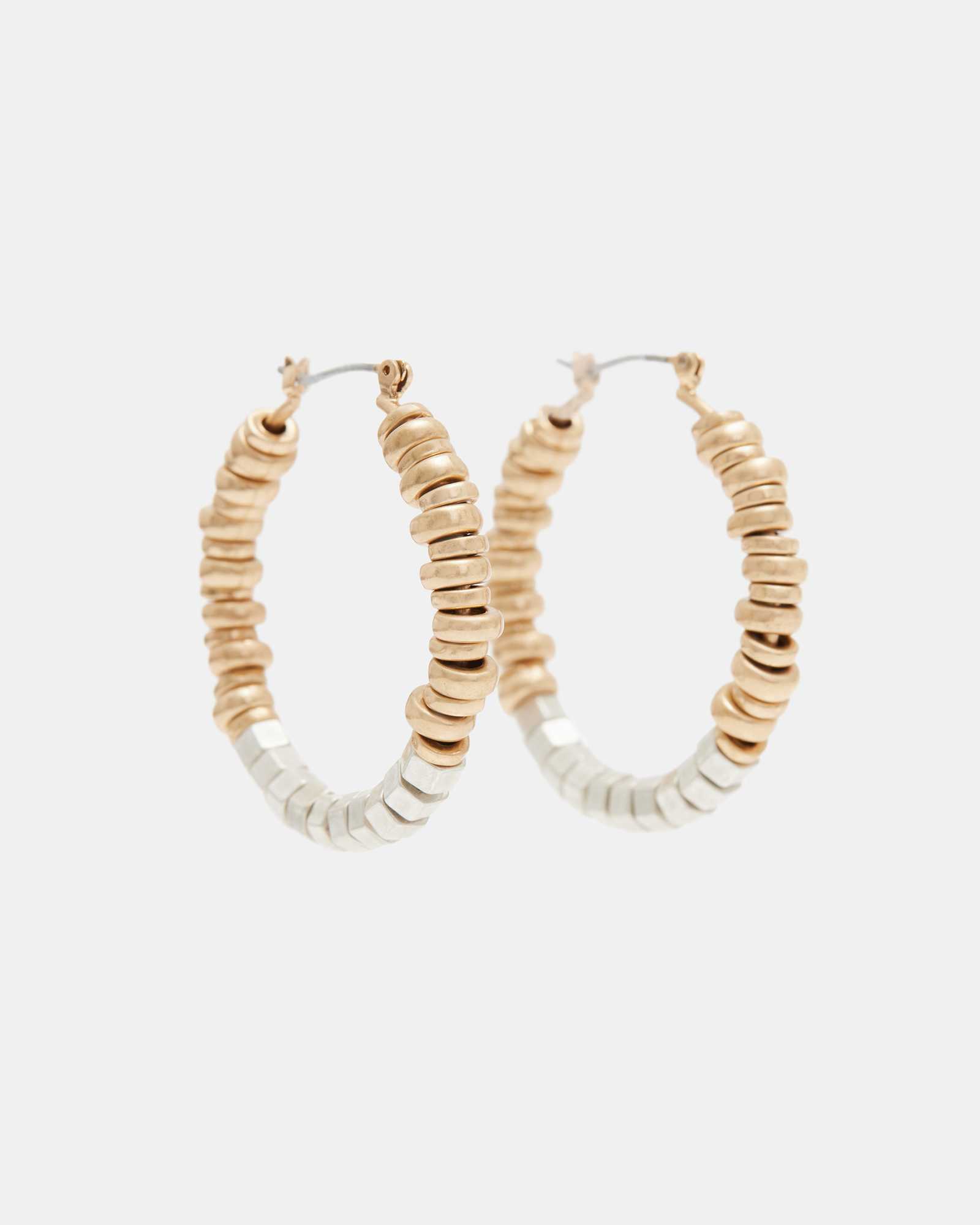 All Saints Hana Bead Titanium Hoop Earrings WRM BRSS/WRM SILVR