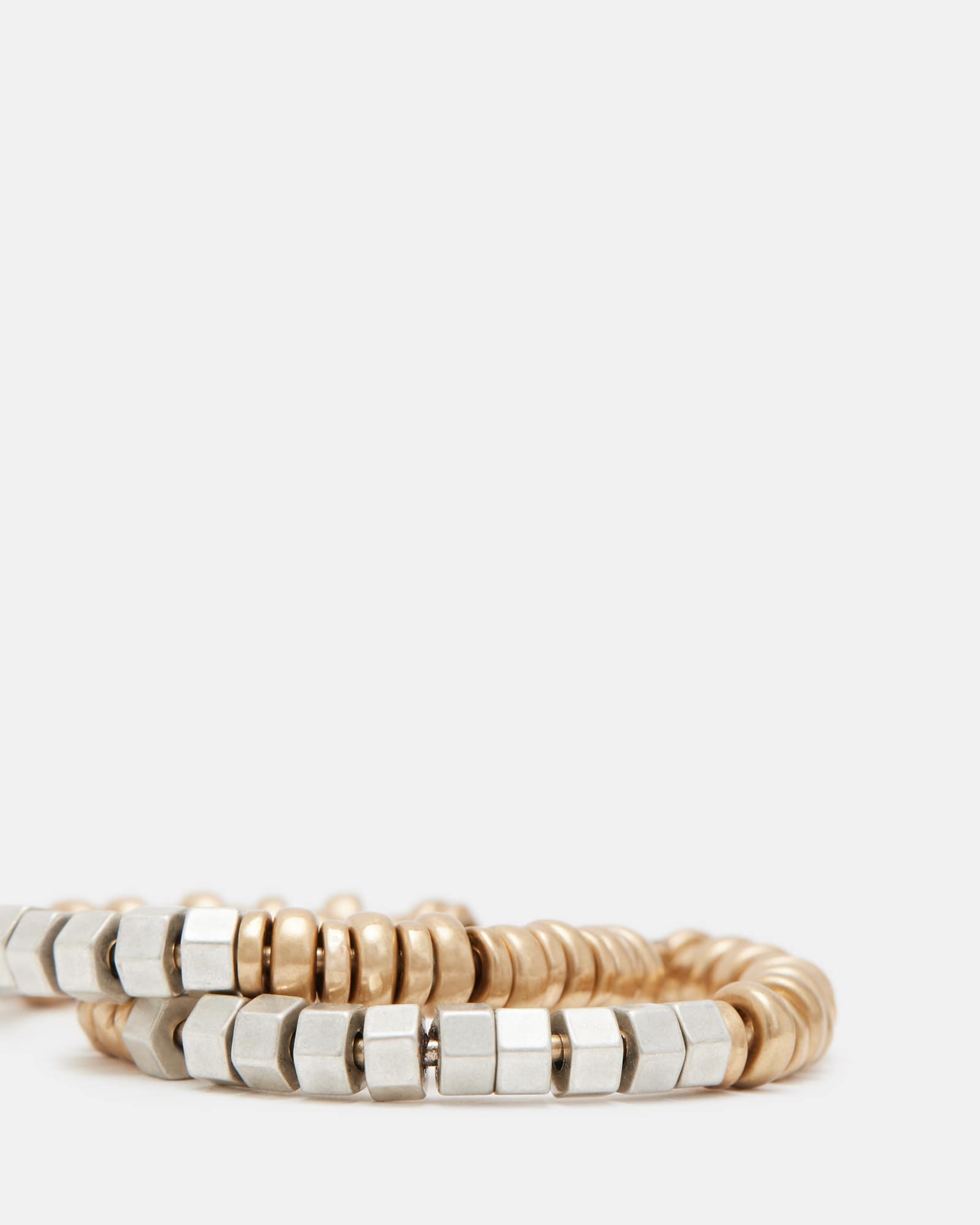 All Saints Hana Bead Titanium Hoop Earrings WRM BRSS/WRM SILVR