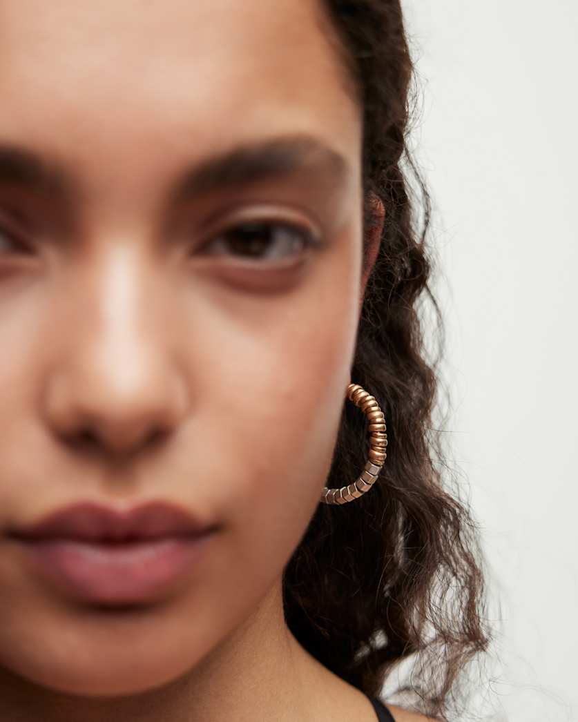 all saints Hana Bead Titanium Hoop Earrings WRM BRSS/WRM SILVR