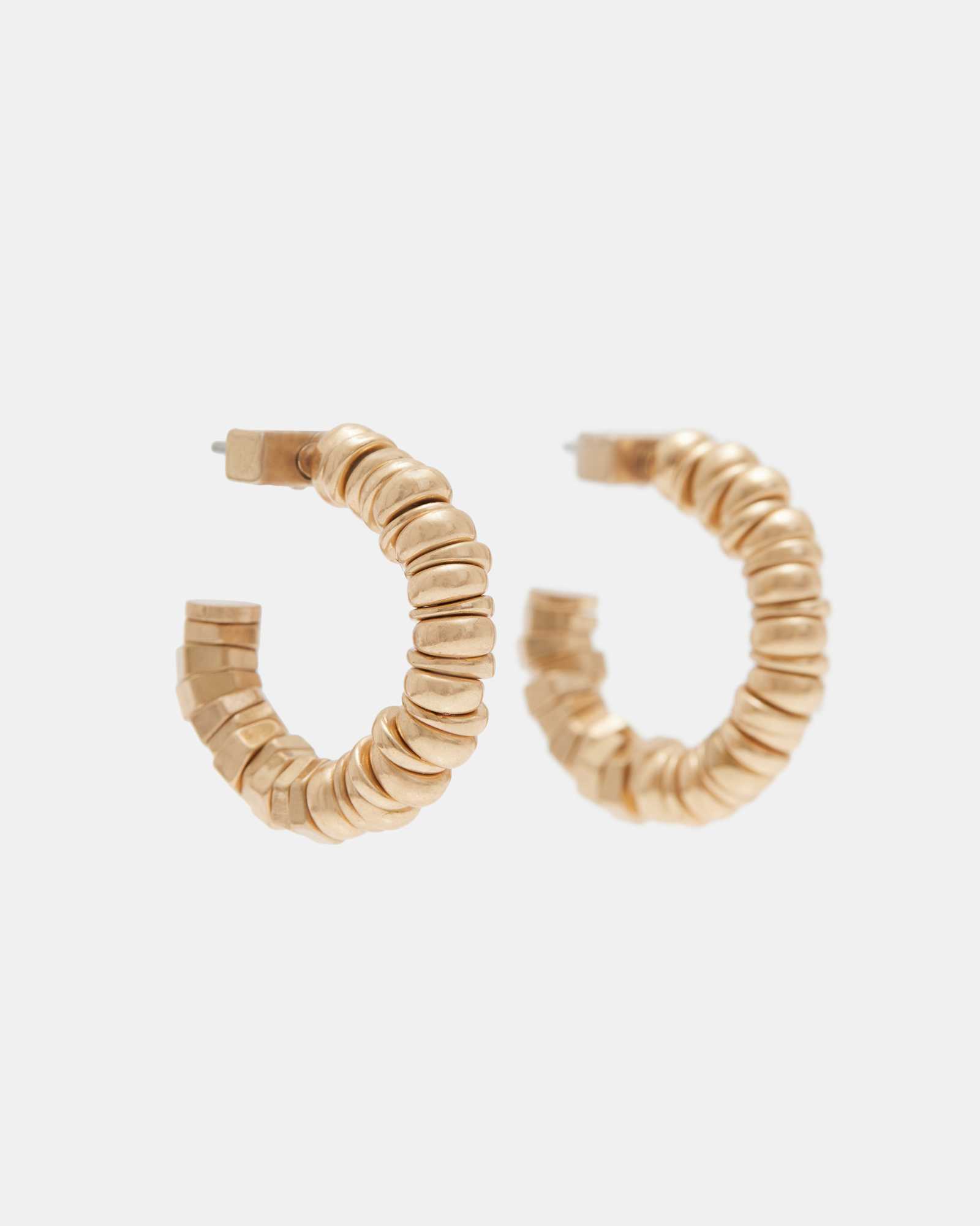 All Saints Hana Small Bead Hoop Earrings Warm Brass