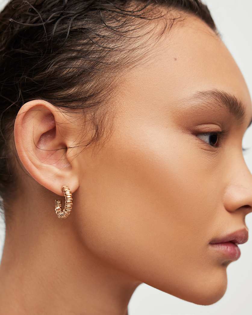 all saints Hana Small Bead Hoop Earrings Warm Brass