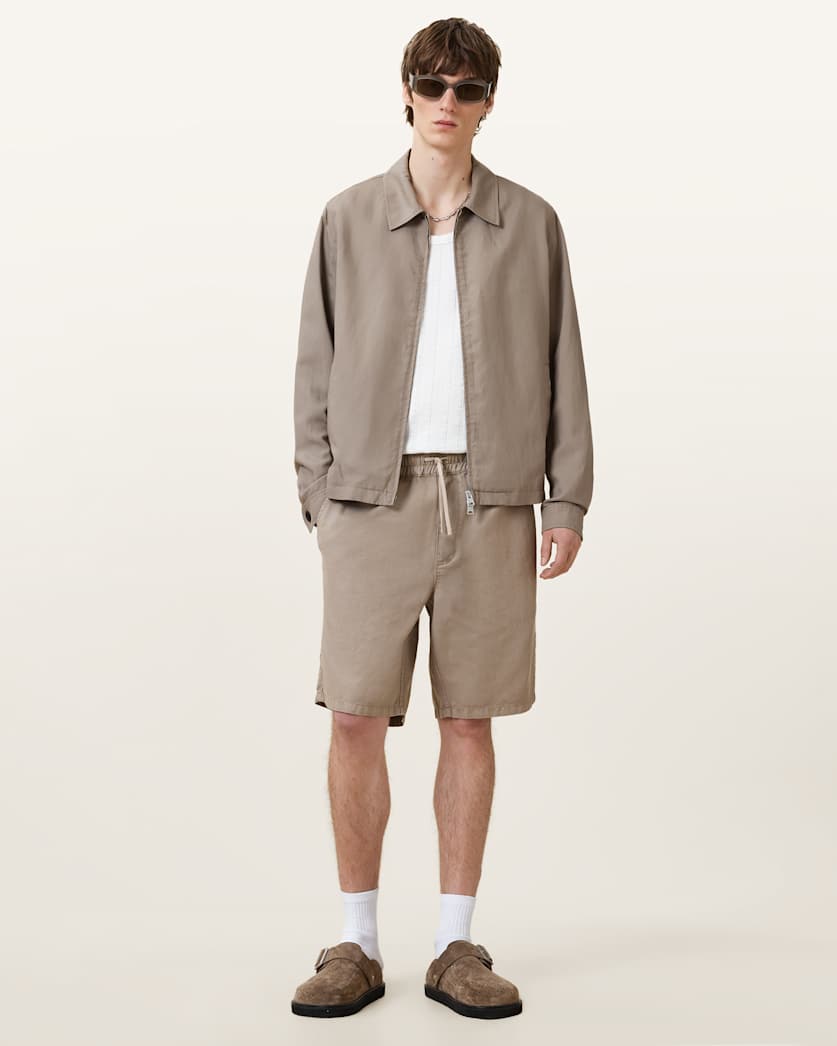 all saints Hanbury Relaxed Fit Shorts Moorland Brown