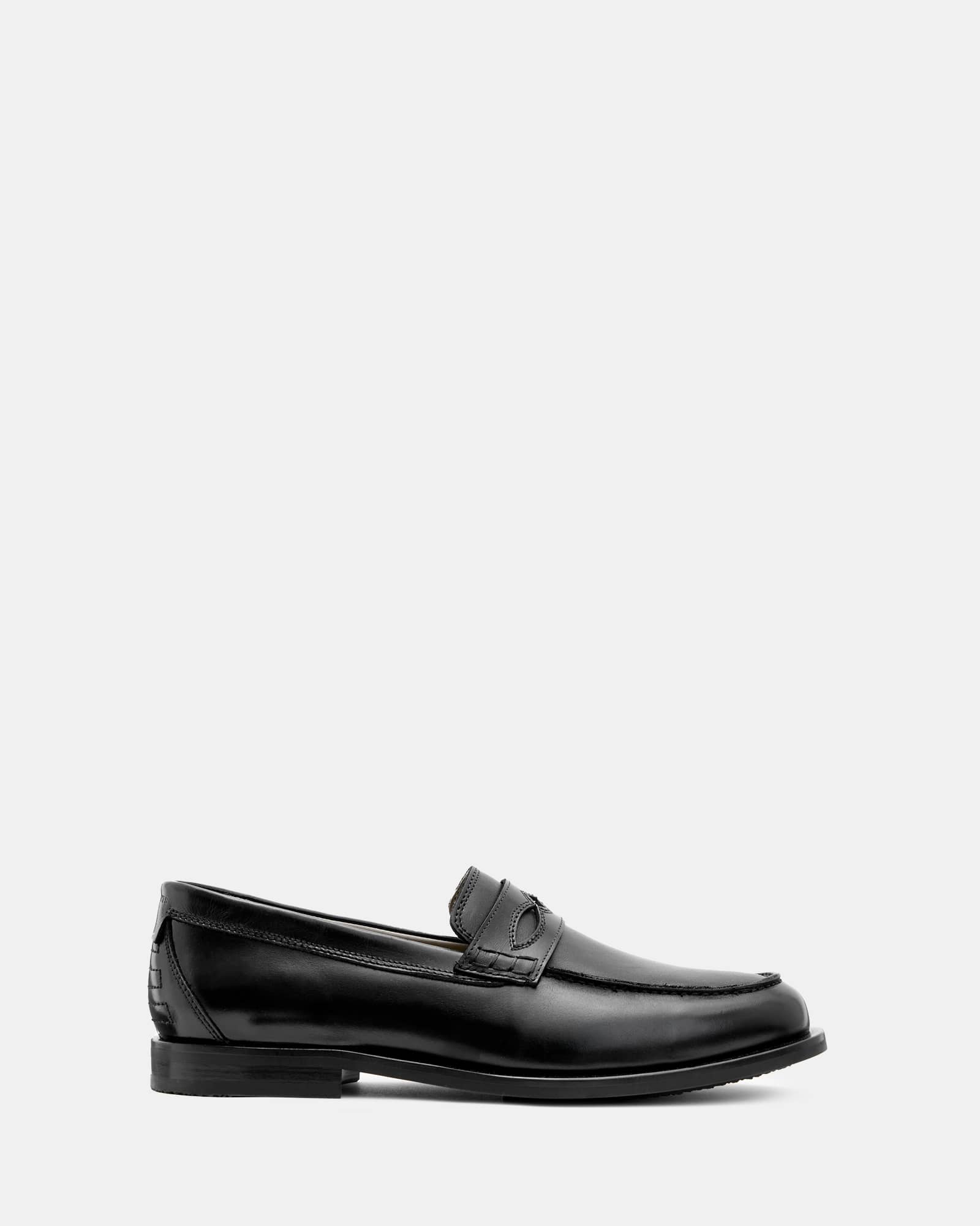 All Saints Harmon Western Leather Loafer Shoes Black