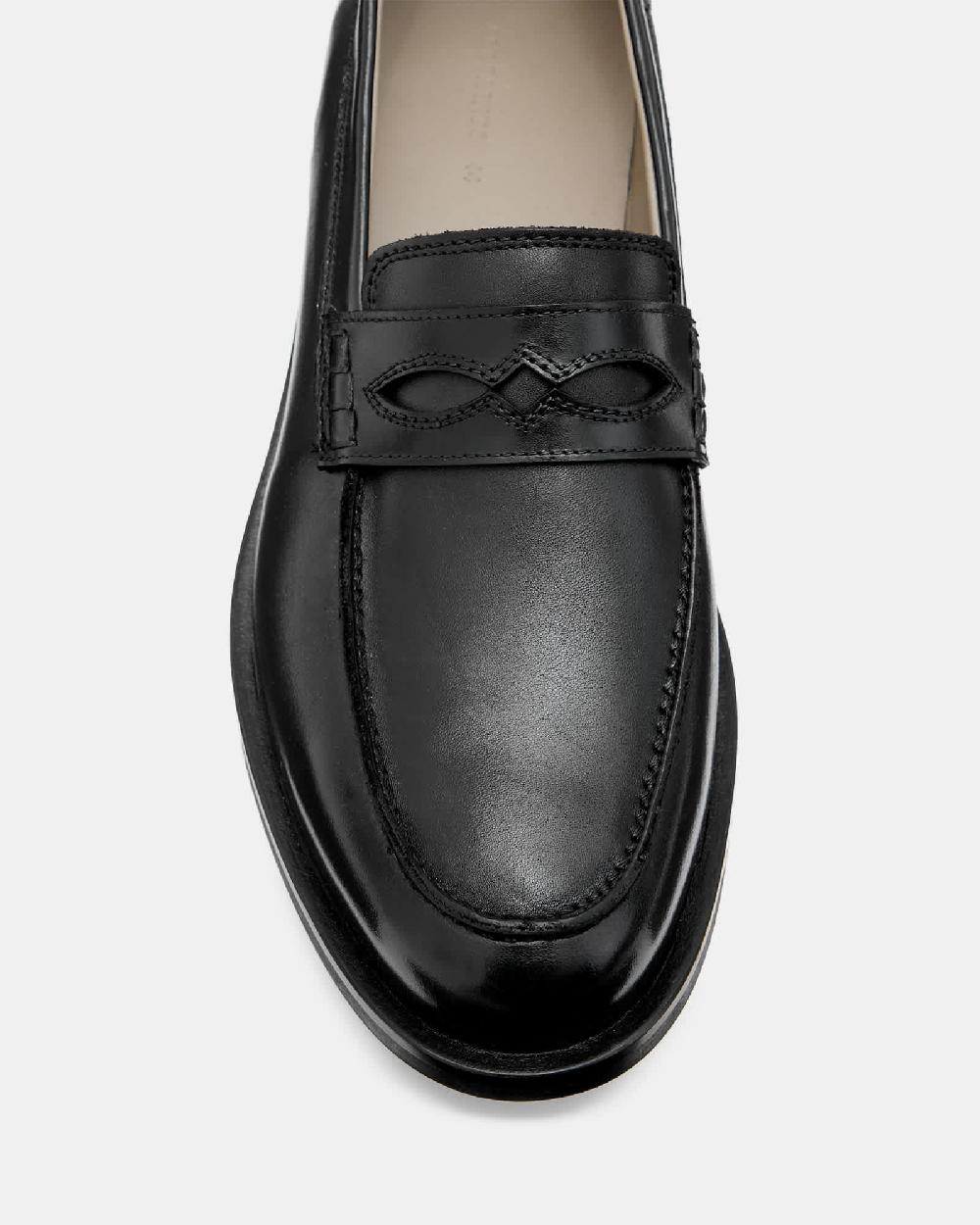 All Saints Harmon Western Leather Loafer Shoes Black
