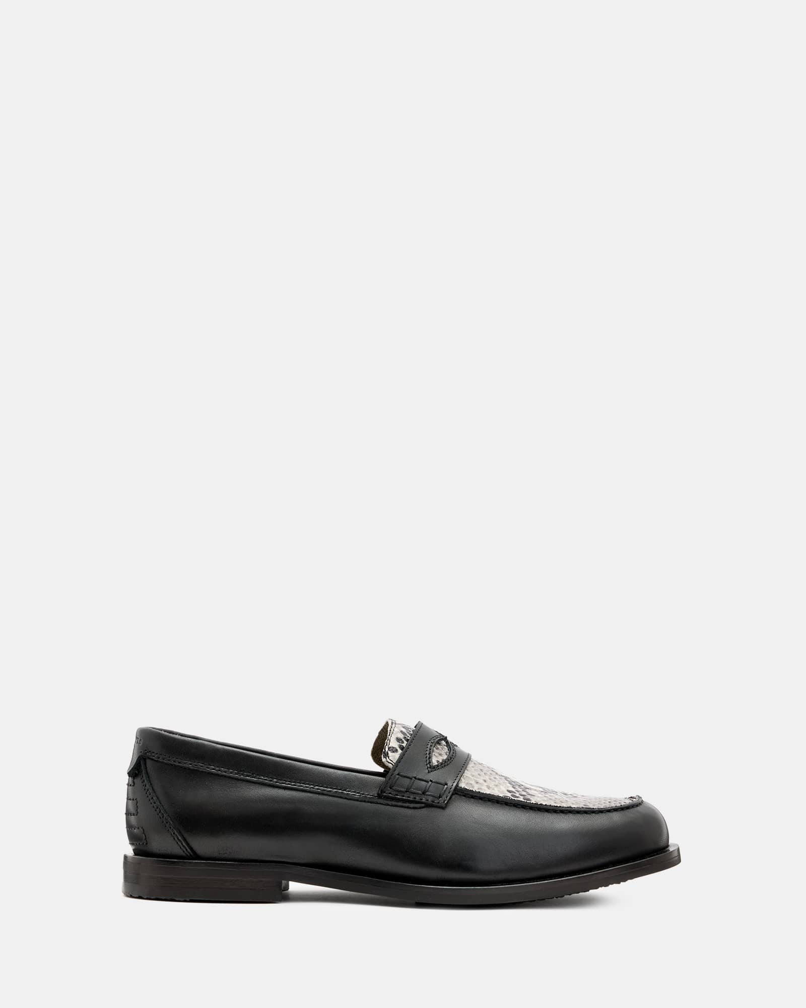 All Saints Harmon Western Leather Loafer Shoes Black/Grey