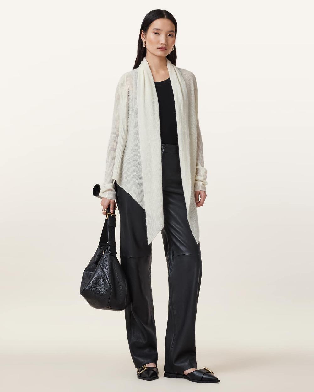 All Saints Harper Pirate Open Front Cardigan Chalk White