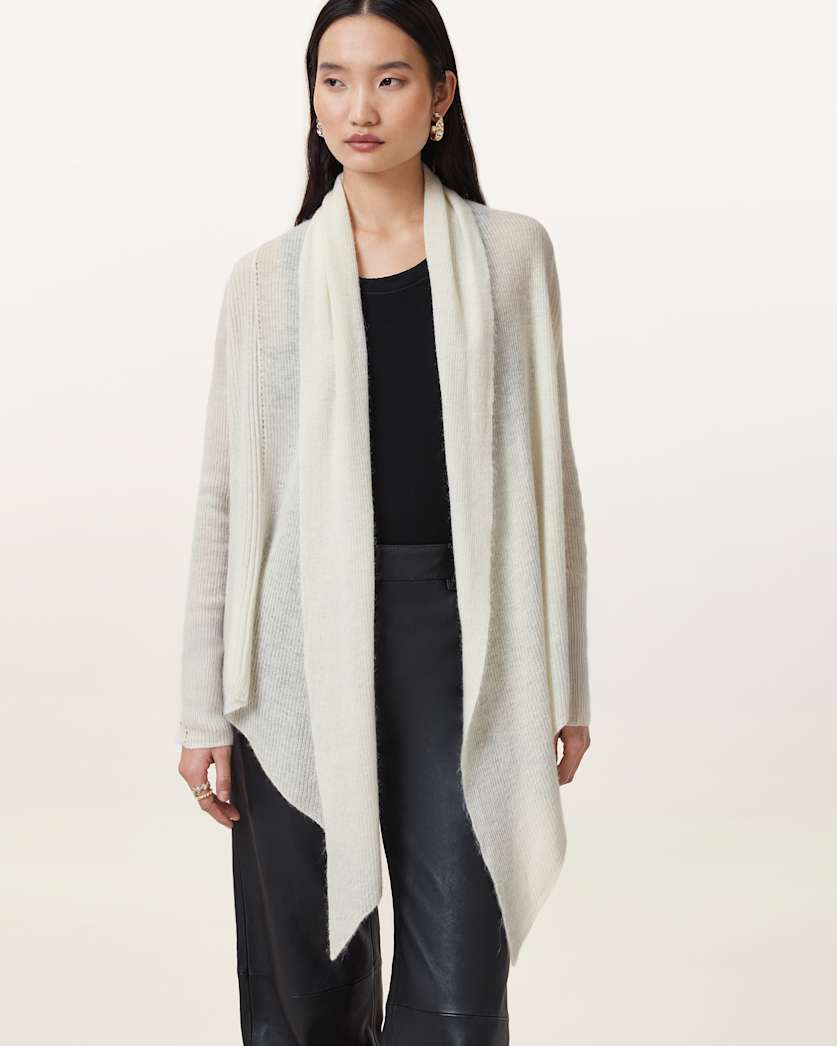all saints Harper Pirate Open Front Cardigan Chalk White