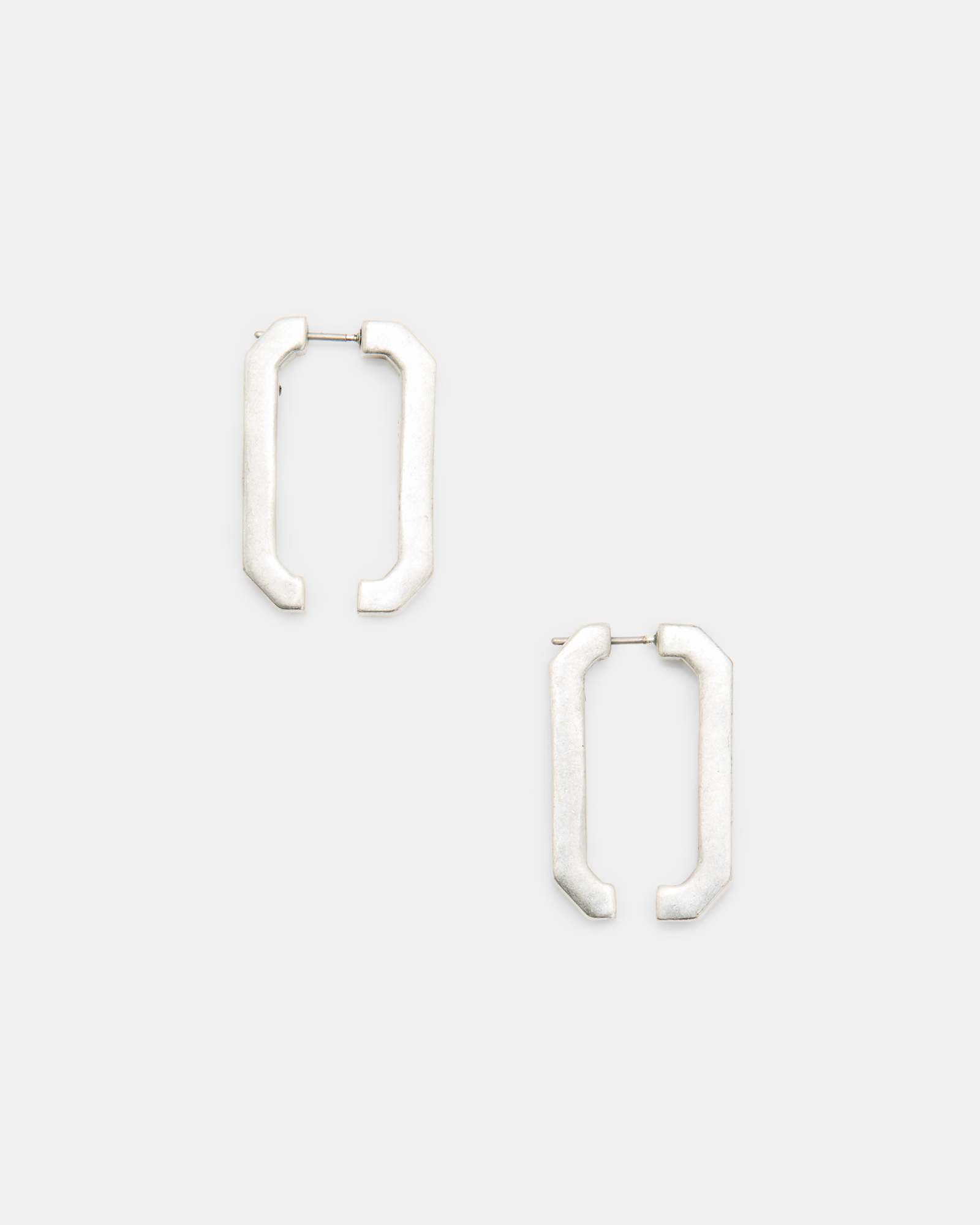 All Saints Harper Split Square Hoop Earrings Warm Silver