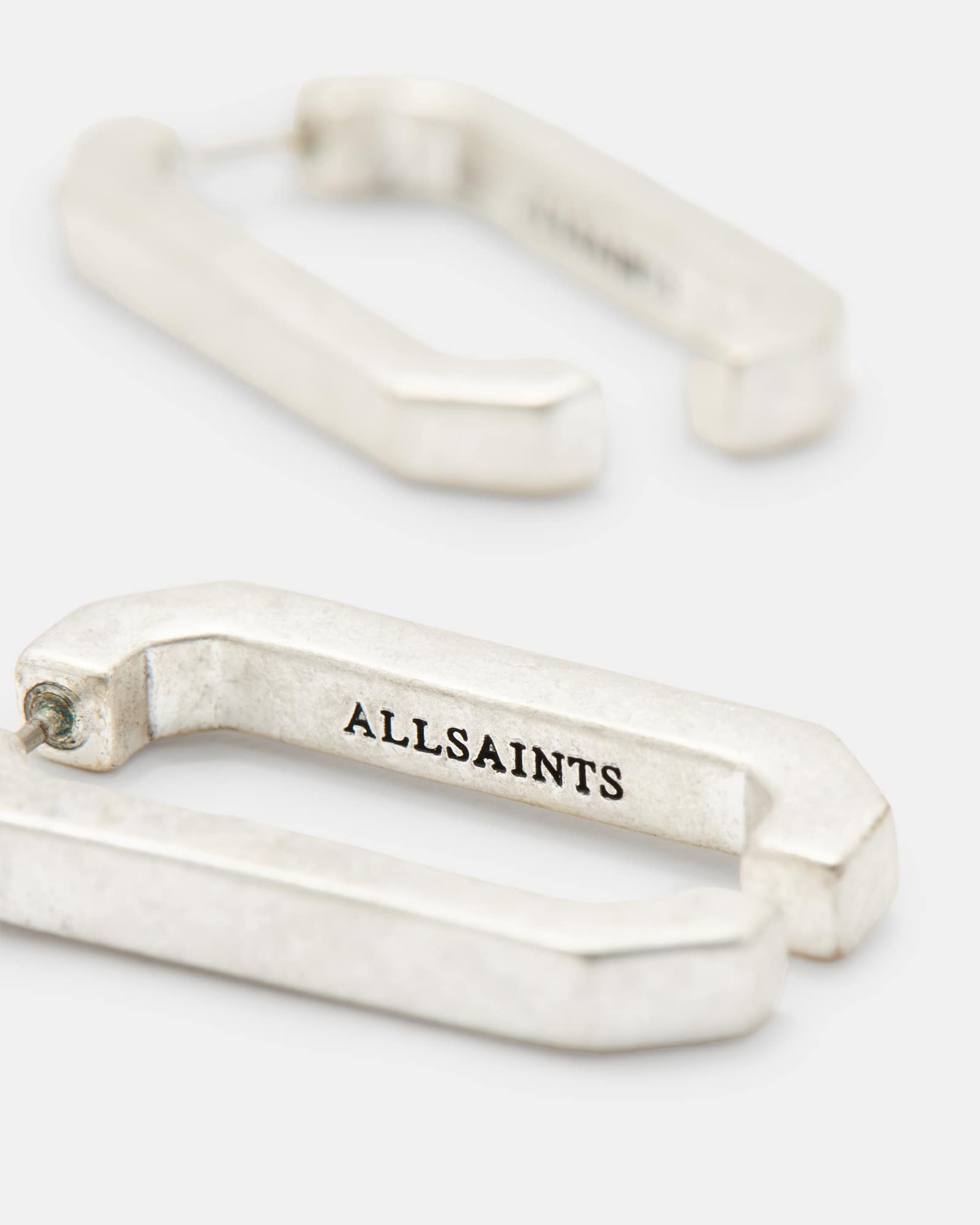 All Saints Harper Split Square Hoop Earrings Warm Silver