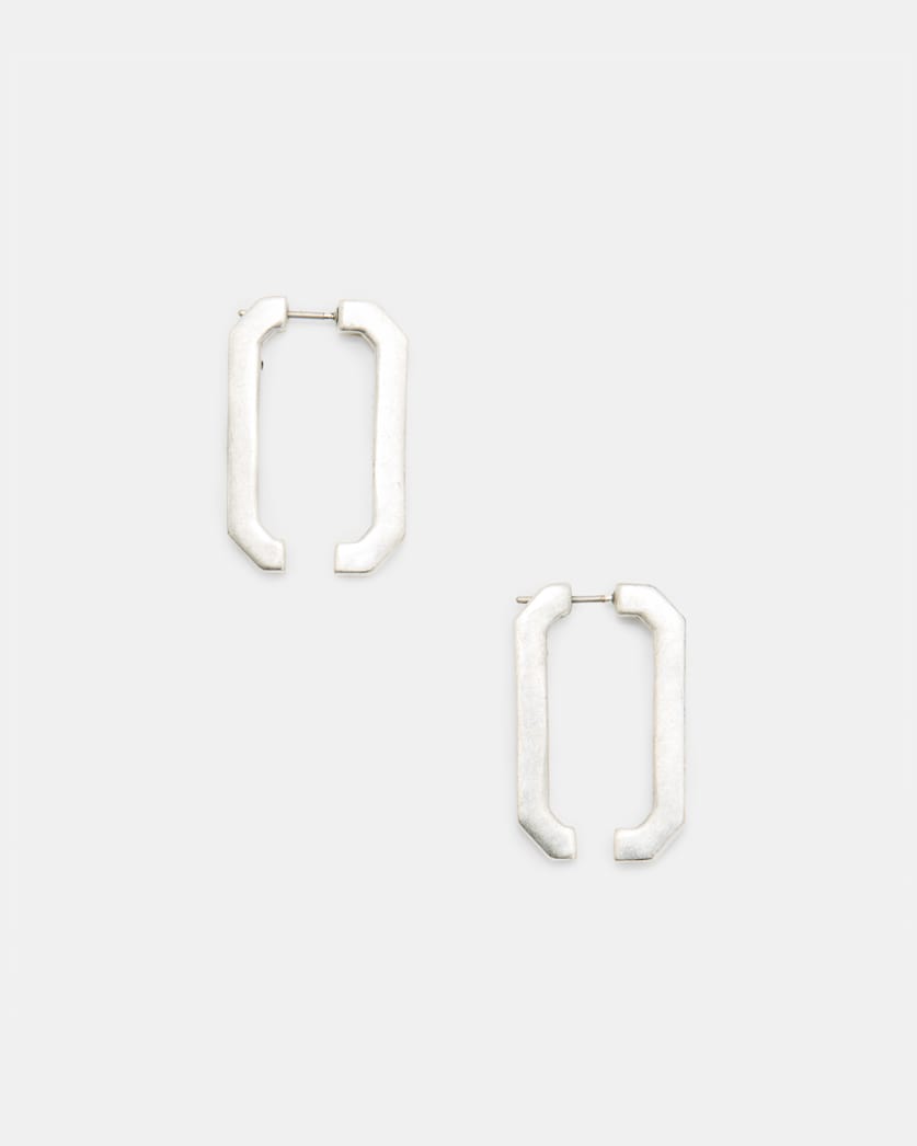 all saints Harper Split Square Hoop Earrings Warm Silver