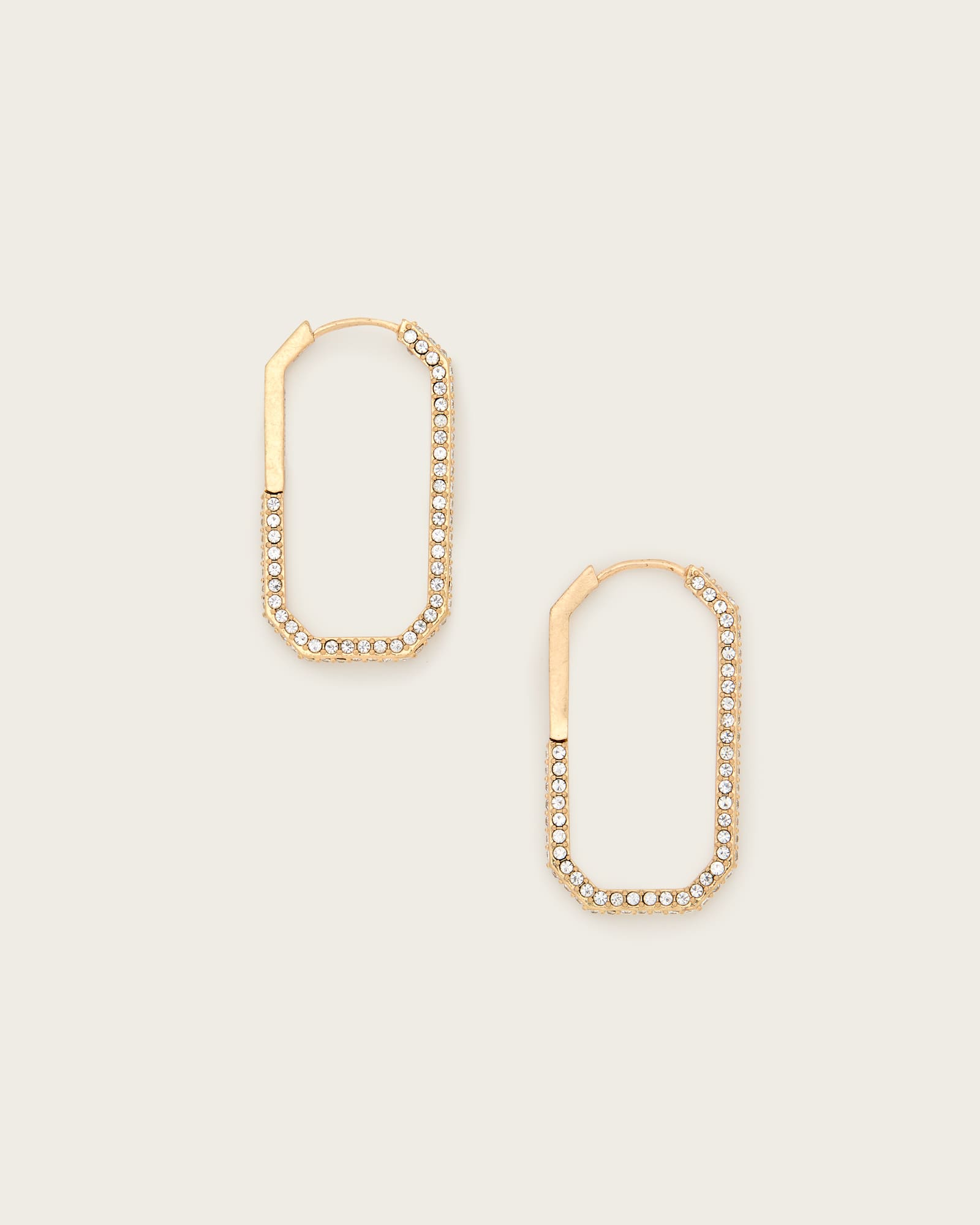 All Saints Hattie Crystal Hex Hoop Earrings Warm Brass