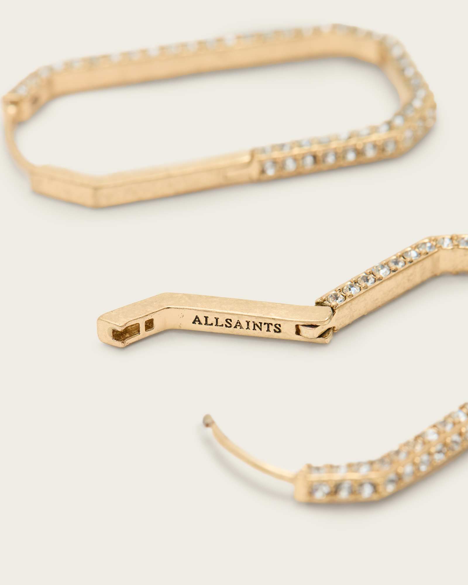 All Saints Hattie Crystal Hex Hoop Earrings Warm Brass