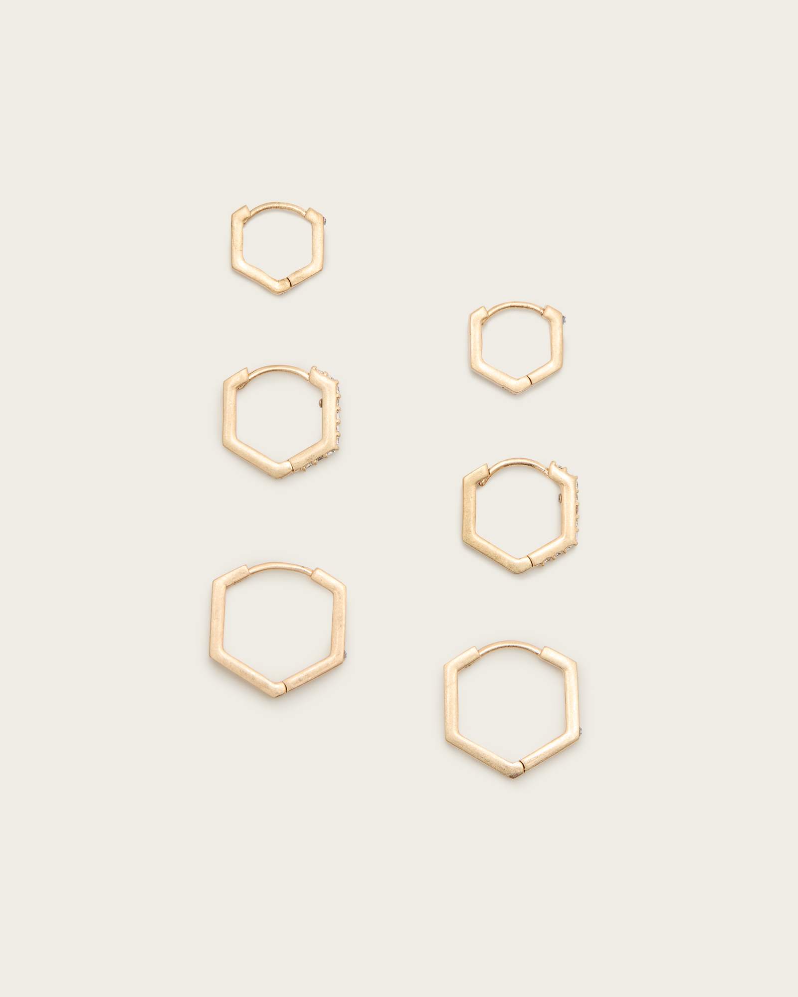 All Saints Hattie Mixed Hoop Earring Set Warm Brass