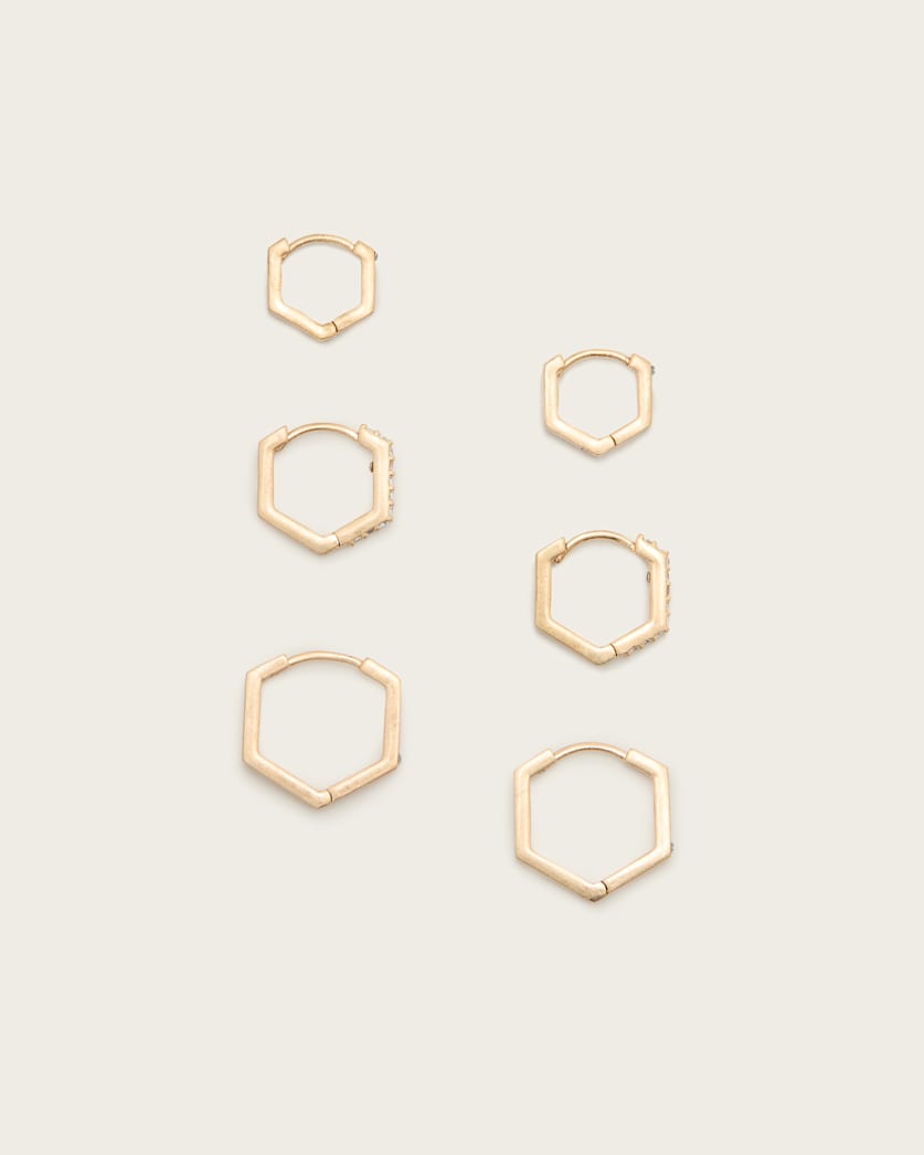 all saints Hattie Mixed Hoop Earring Set Warm Brass