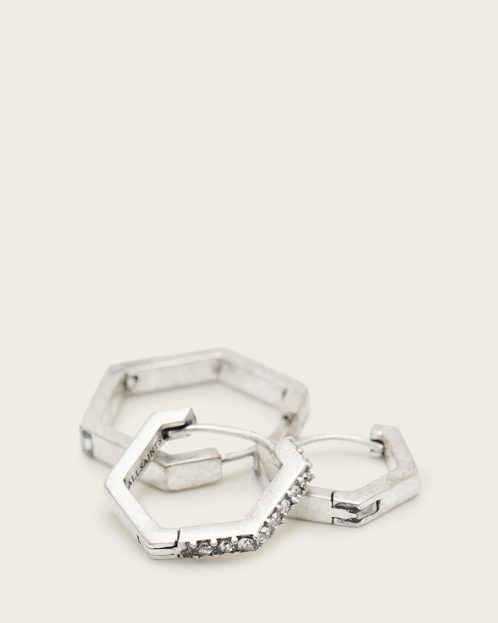 All Saints Hattie Mixed Hoop Earring Set Warm Silver