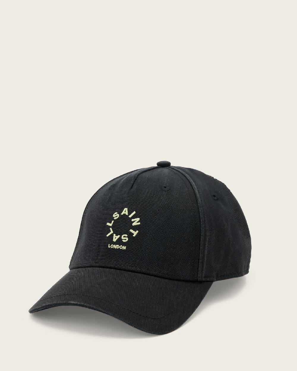 All Saints Haven Embroidered Logo Baseball Cap BLACK/JADE GREEN