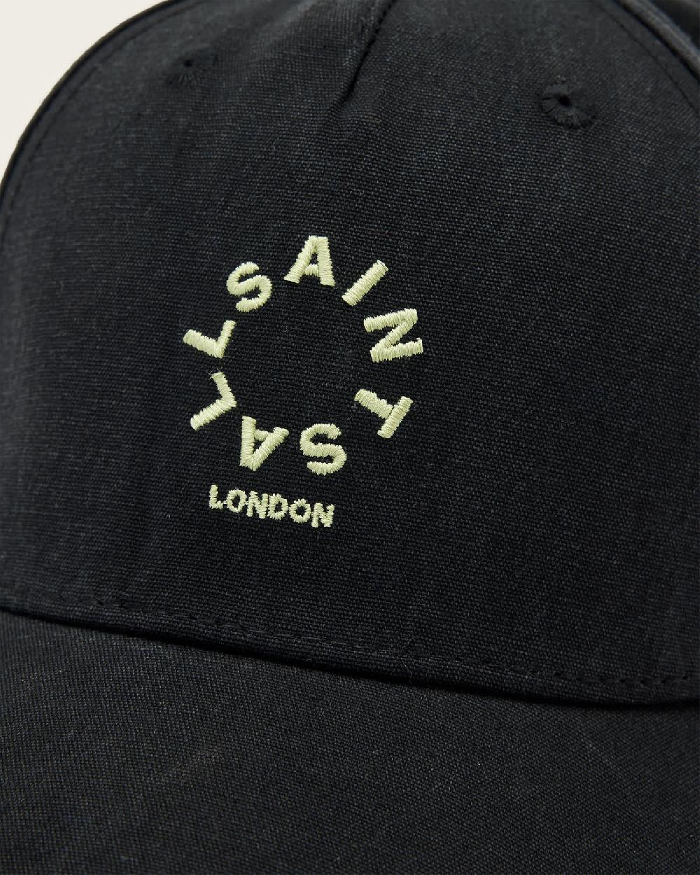 All Saints Haven Embroidered Logo Baseball Cap BLACK/JADE GREEN