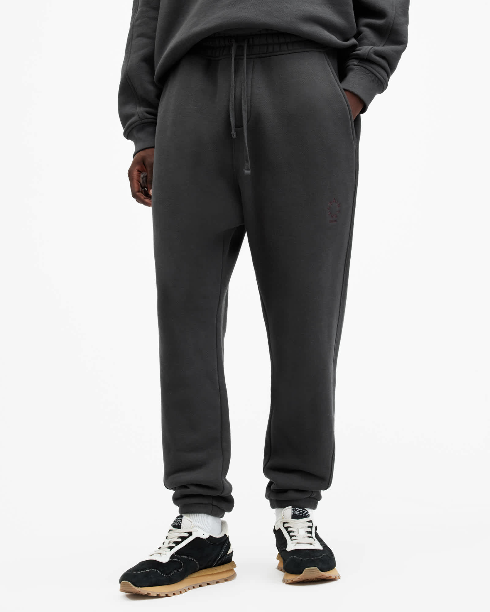 All Saints Haven Relaxed Fit Embroidered Sweatpants Washed Black