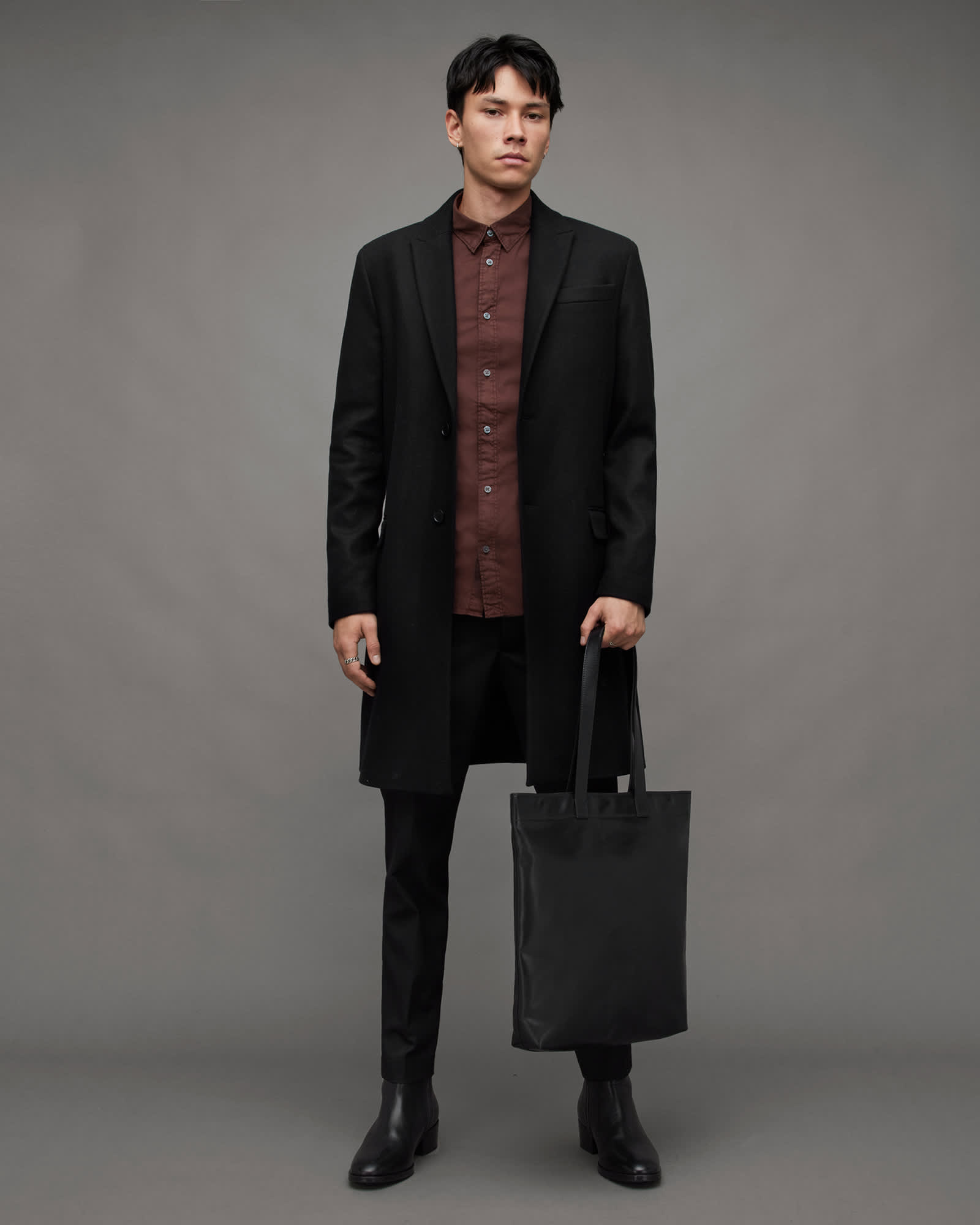 All Saints Hawthorne Ramskull Stretch Fit Shirt Warm Red