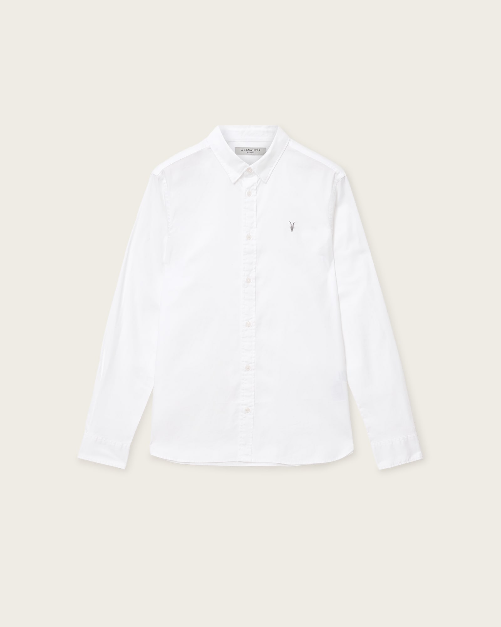 All Saints Hawthorne Ramskull Stretch Fit Shirt White