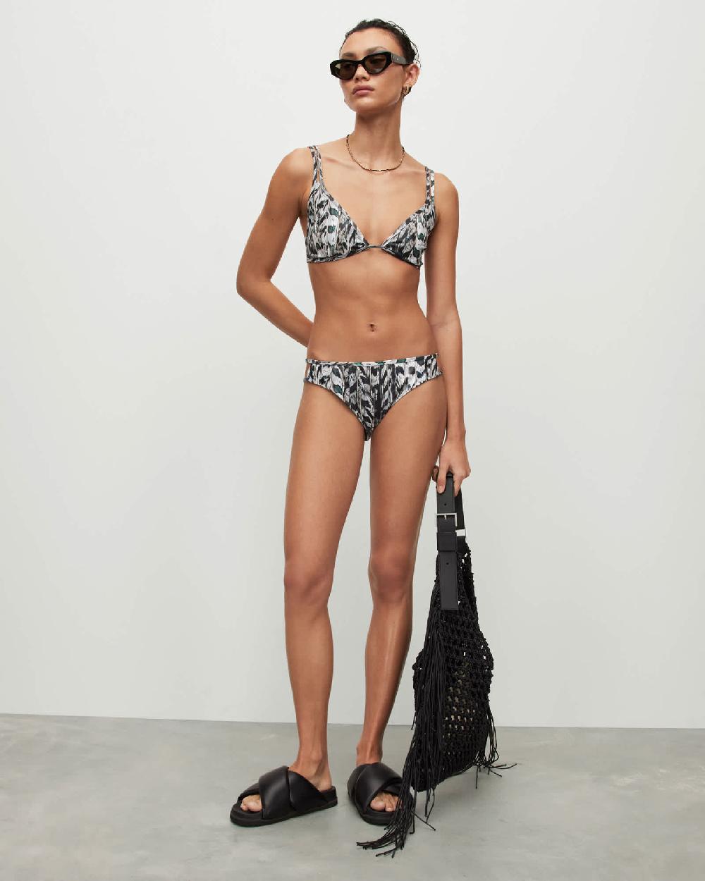 All Saints Heidi Ines Double Strap Bikini Top White Mono