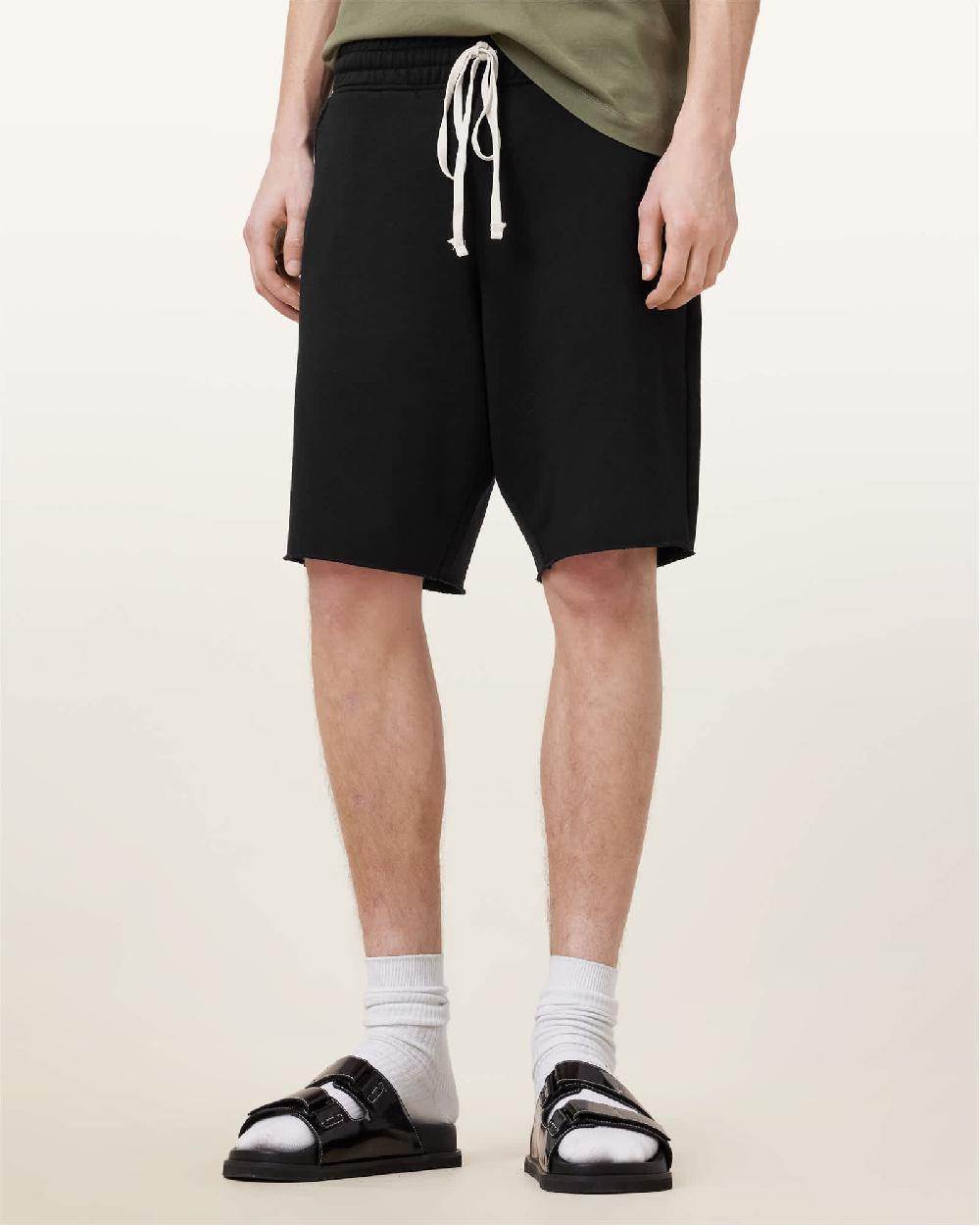 All Saints Helix Straight Fit Sweat Shorts Jet Black