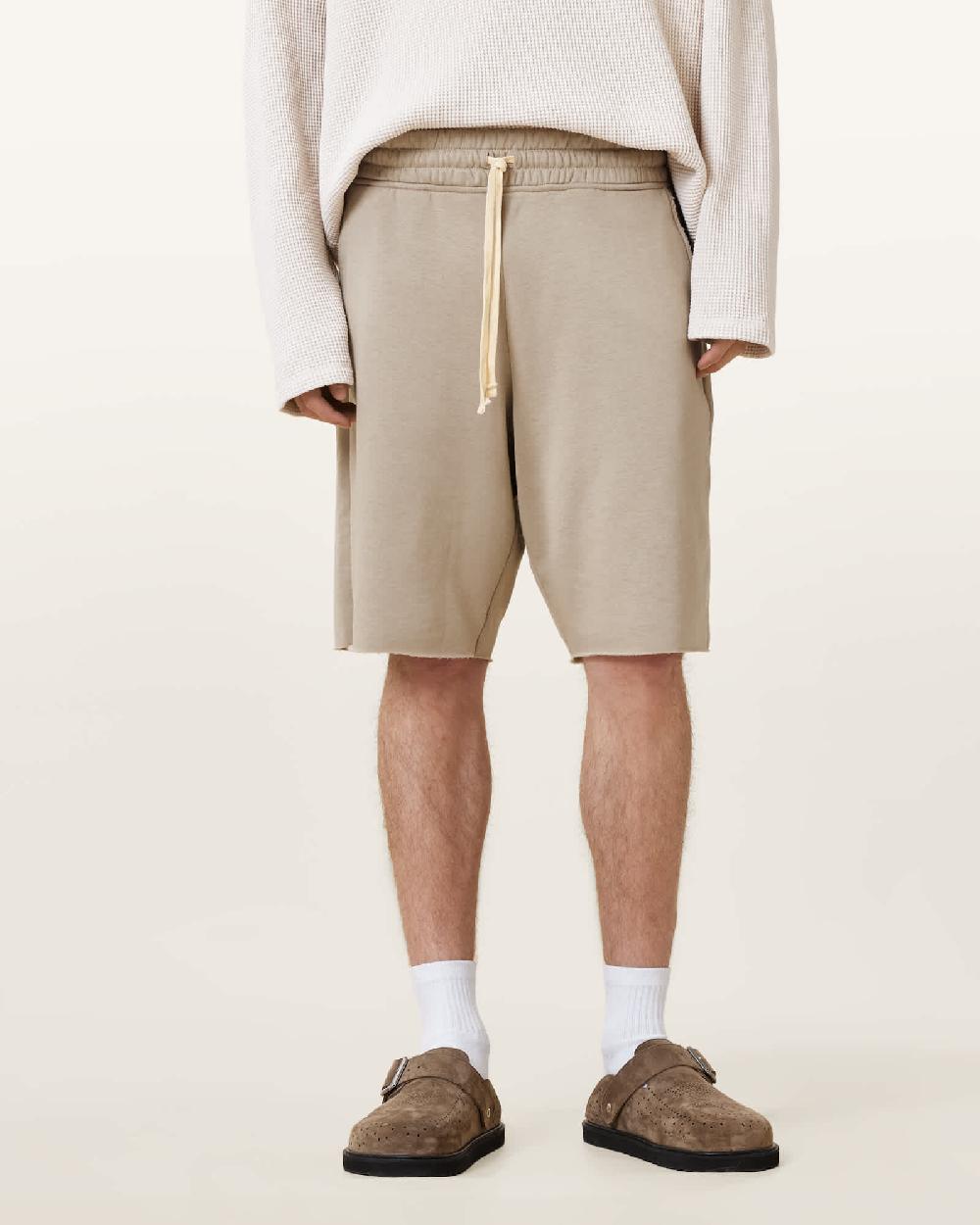 All Saints Helix Straight Leg Sweat Shorts Mire Brown
