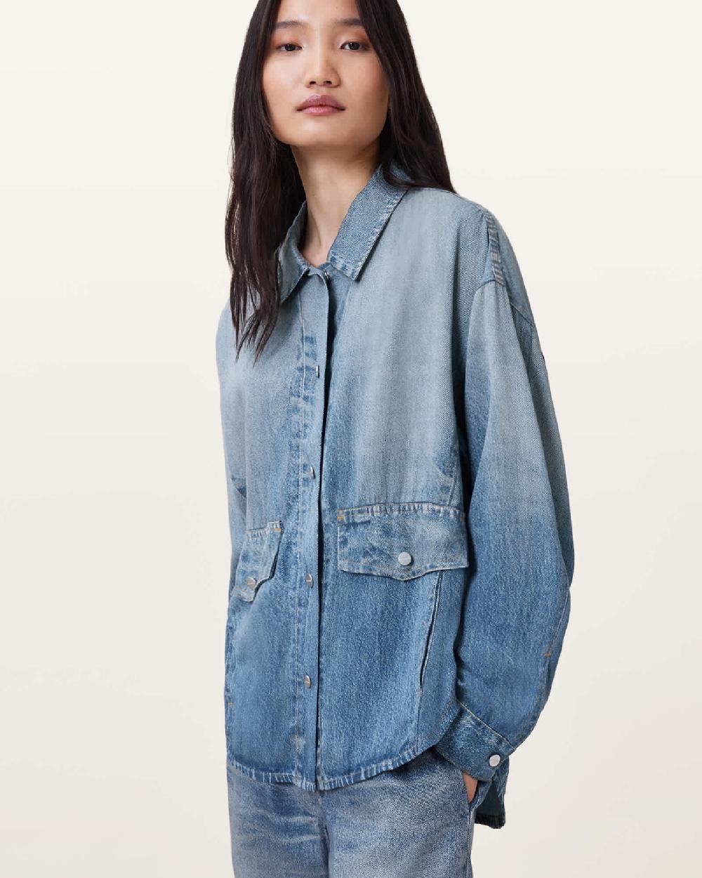 All Saints Hettie Illusion Oversized Shirt Illusion Indigo