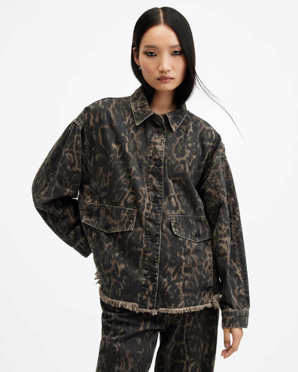 All Saints Hettie Oversized Denim Shacket Jinx Golden Brown