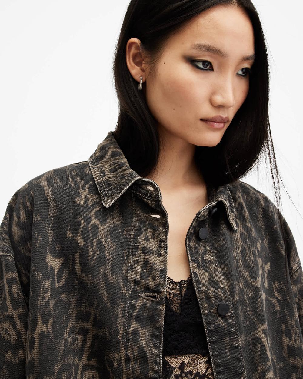 All Saints Hettie Oversized Denim Shacket Jinx Golden Brown