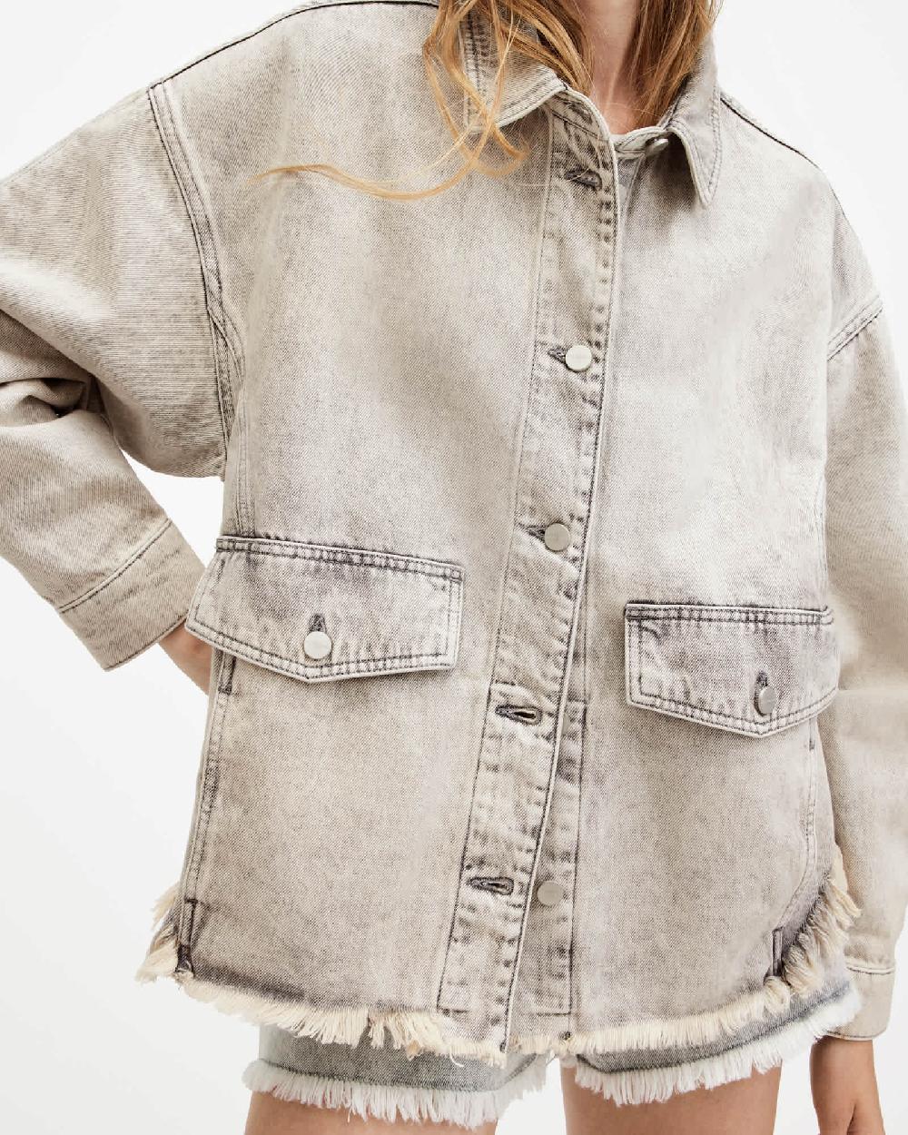 All Saints Hettie Oversized Denim Shacket Snow Grey