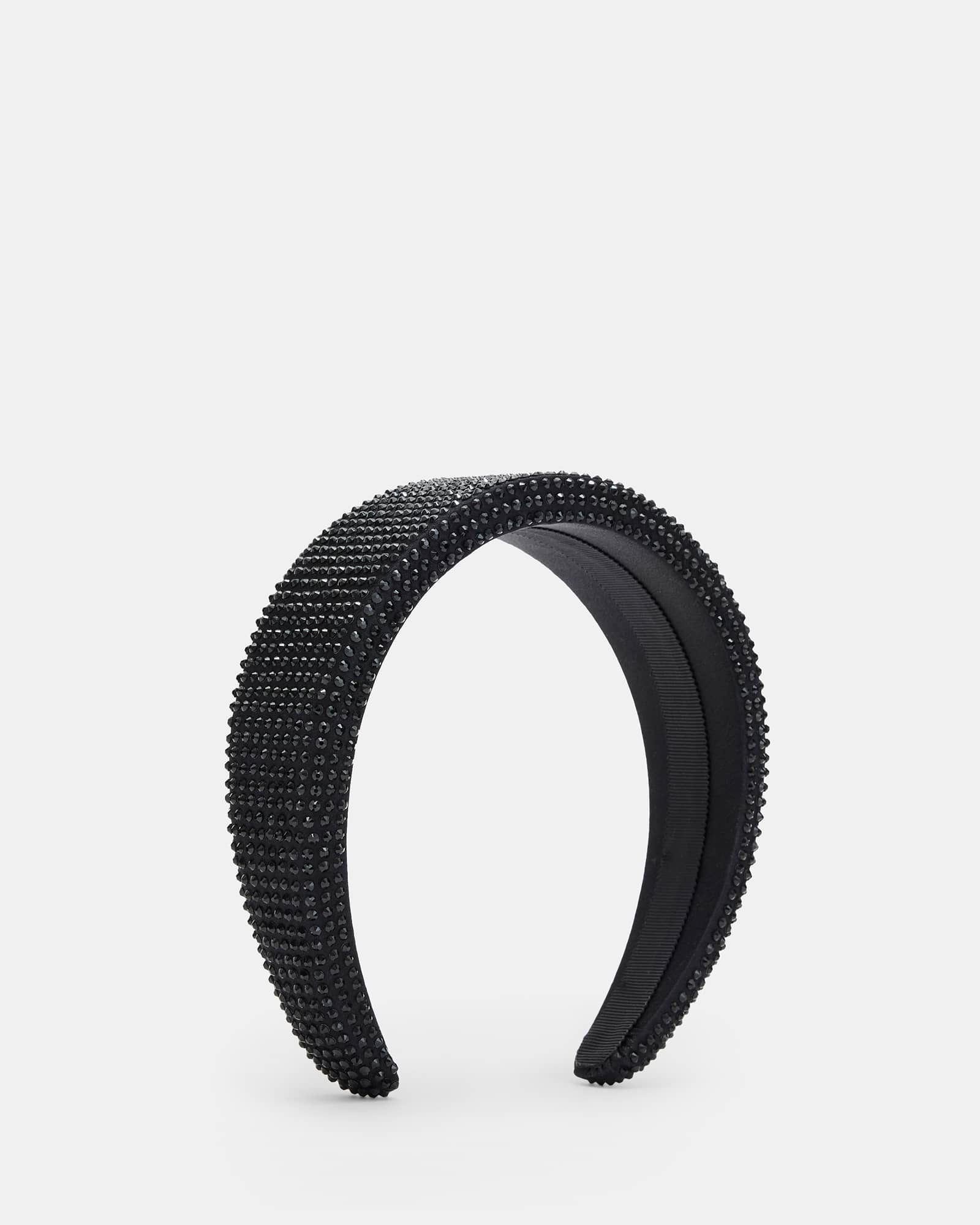 All Saints Holly Silk Pave Embellished Headband Black