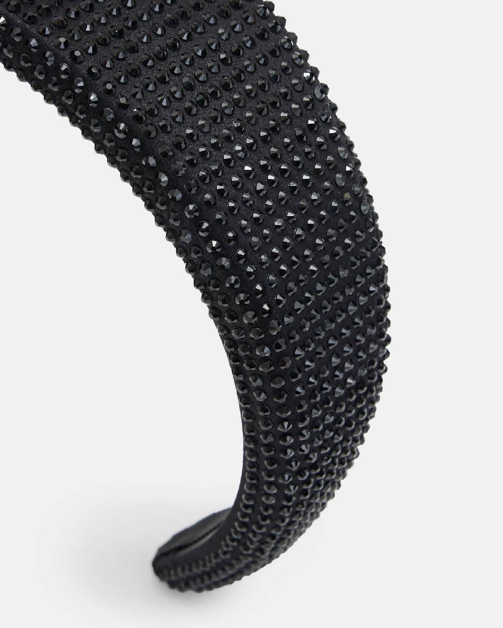 All Saints Holly Silk Pave Embellished Headband Black