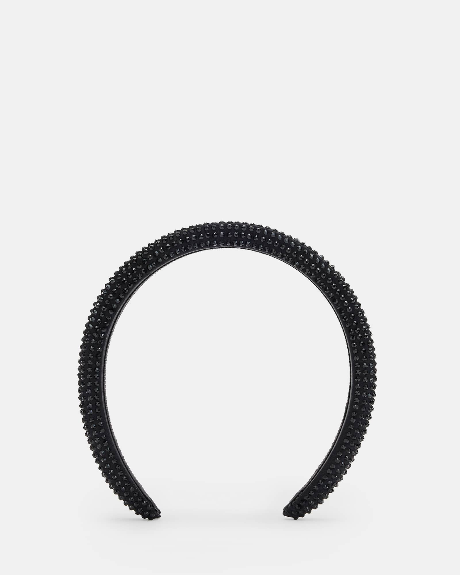 All Saints Holly Silk Pave Embellished Headband Black