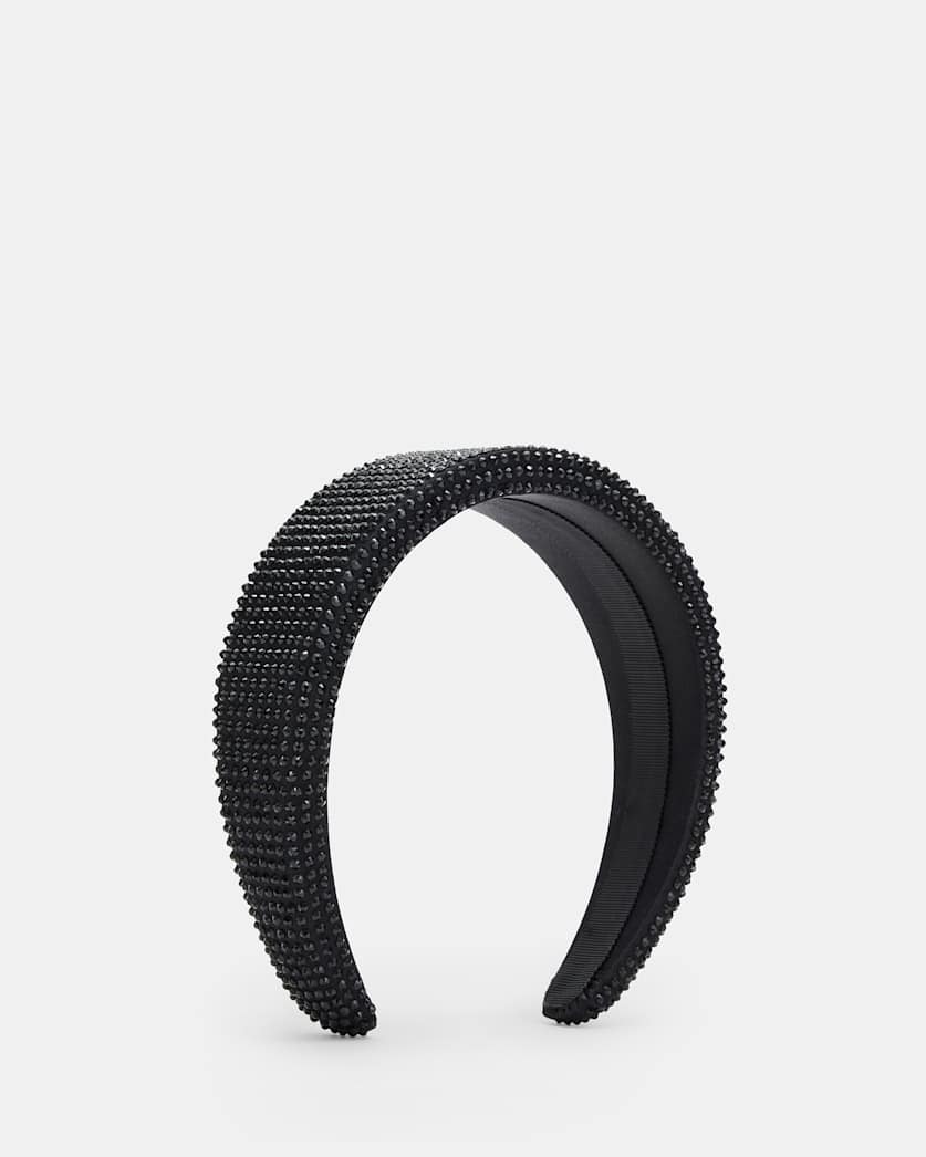 all saints Holly Silk Pave Embellished Headband Black
